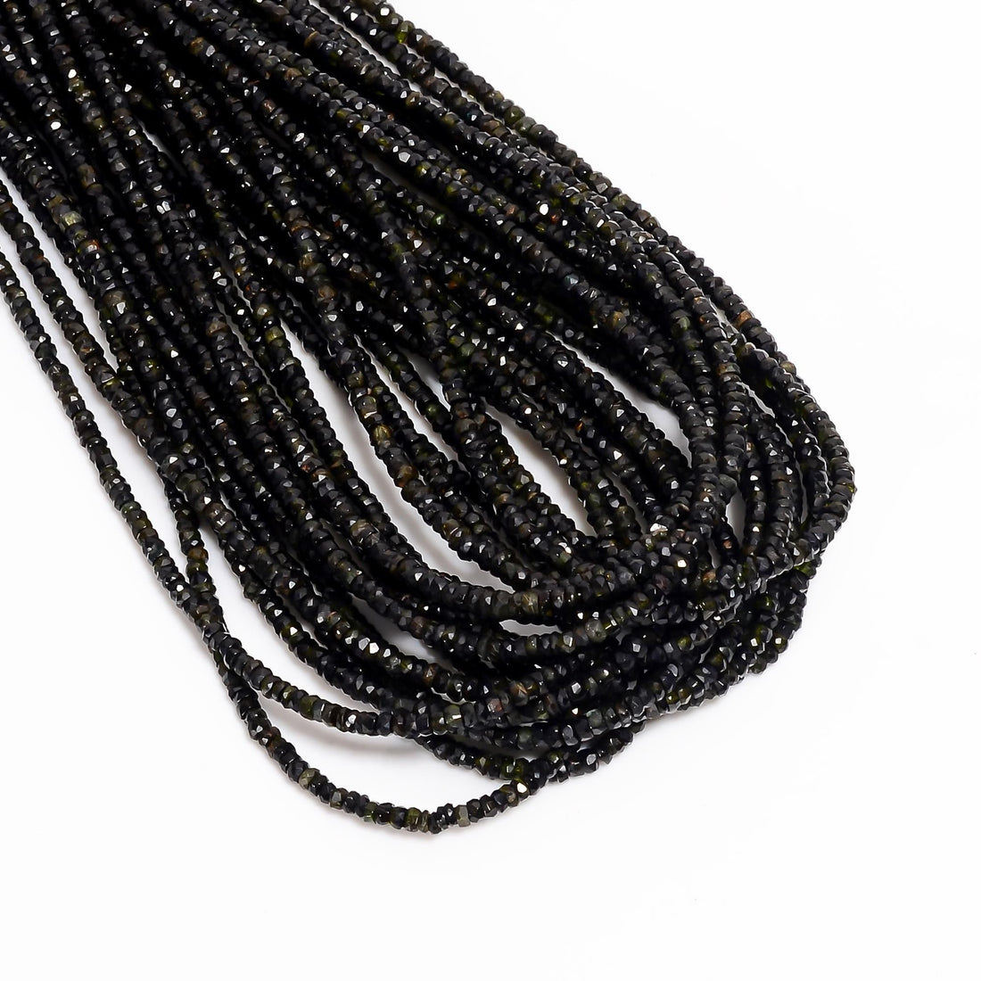 chrome tourmaline natural gemstone rondelle shape faceted 18 lines strand 18 beads 3x3x2 mm 849 ct yn 507