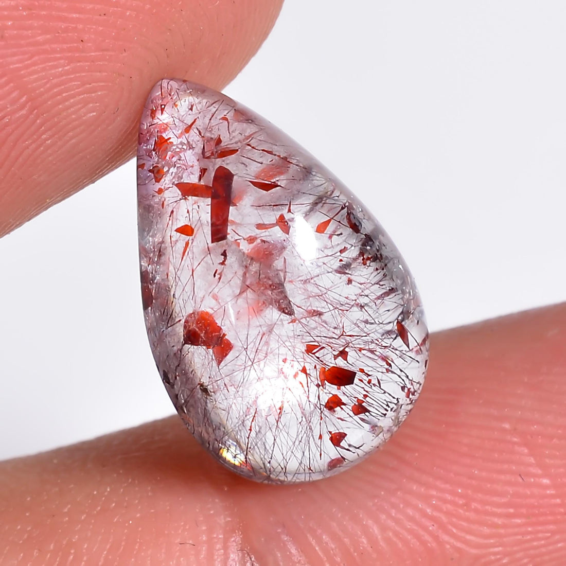 elestial quartz natural pear shape cabochon loose gemstone