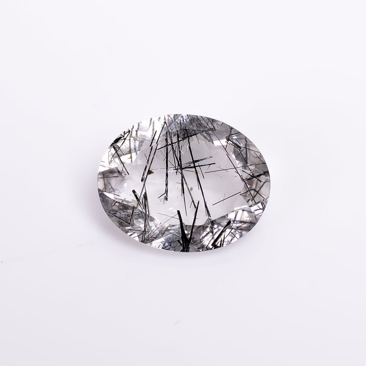 black rutile natural quartz oval shape cut stone loose gemstone