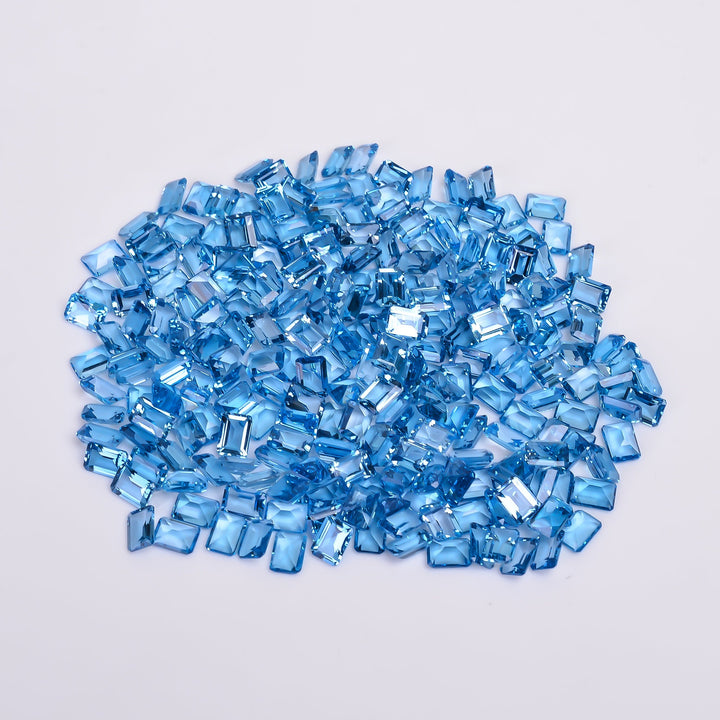 natural swiss blue topaz radiant shape cut stone loose gemstone lot