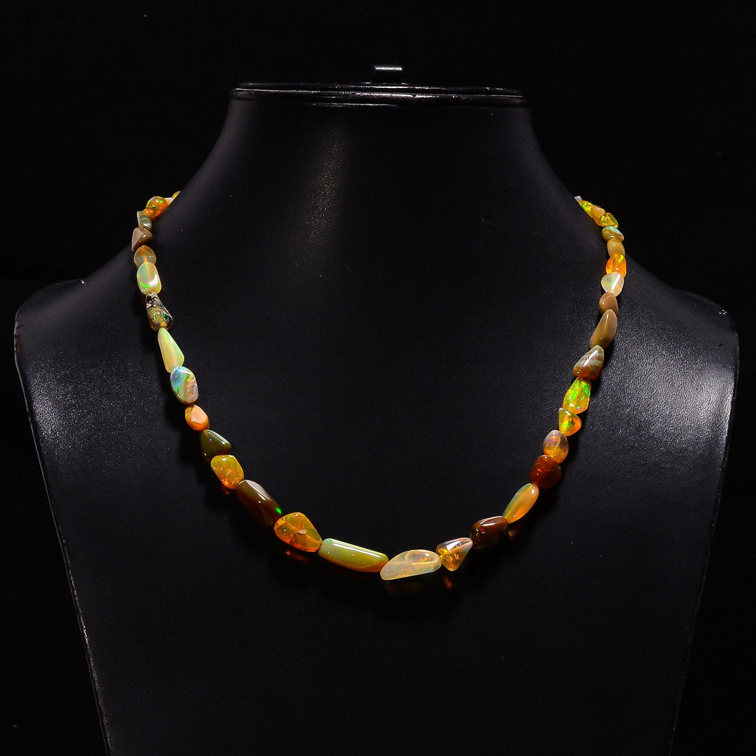 ethiopian opal smooth nugget shape necklace 16inch 67 ct y 2065 ready to wear adjustable sterling silver lock necklace