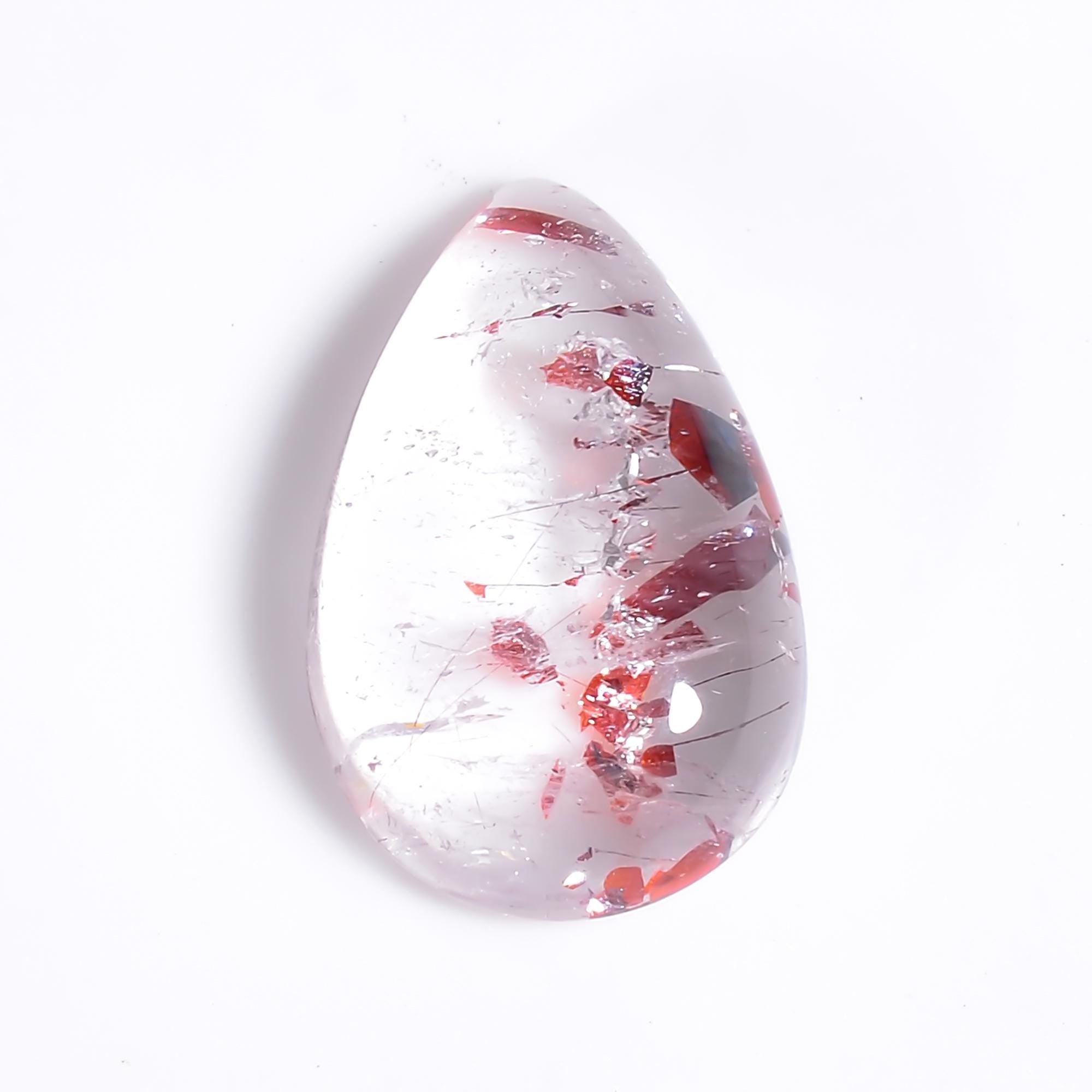 elestial quartz natural pear shape cabochon loose gemstone