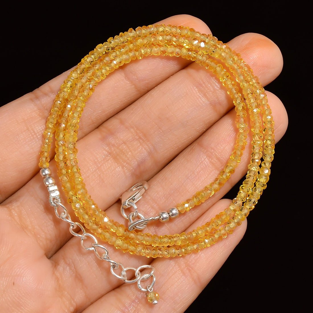 sapphire natural gemstone rondelle shape faceted beads necklace