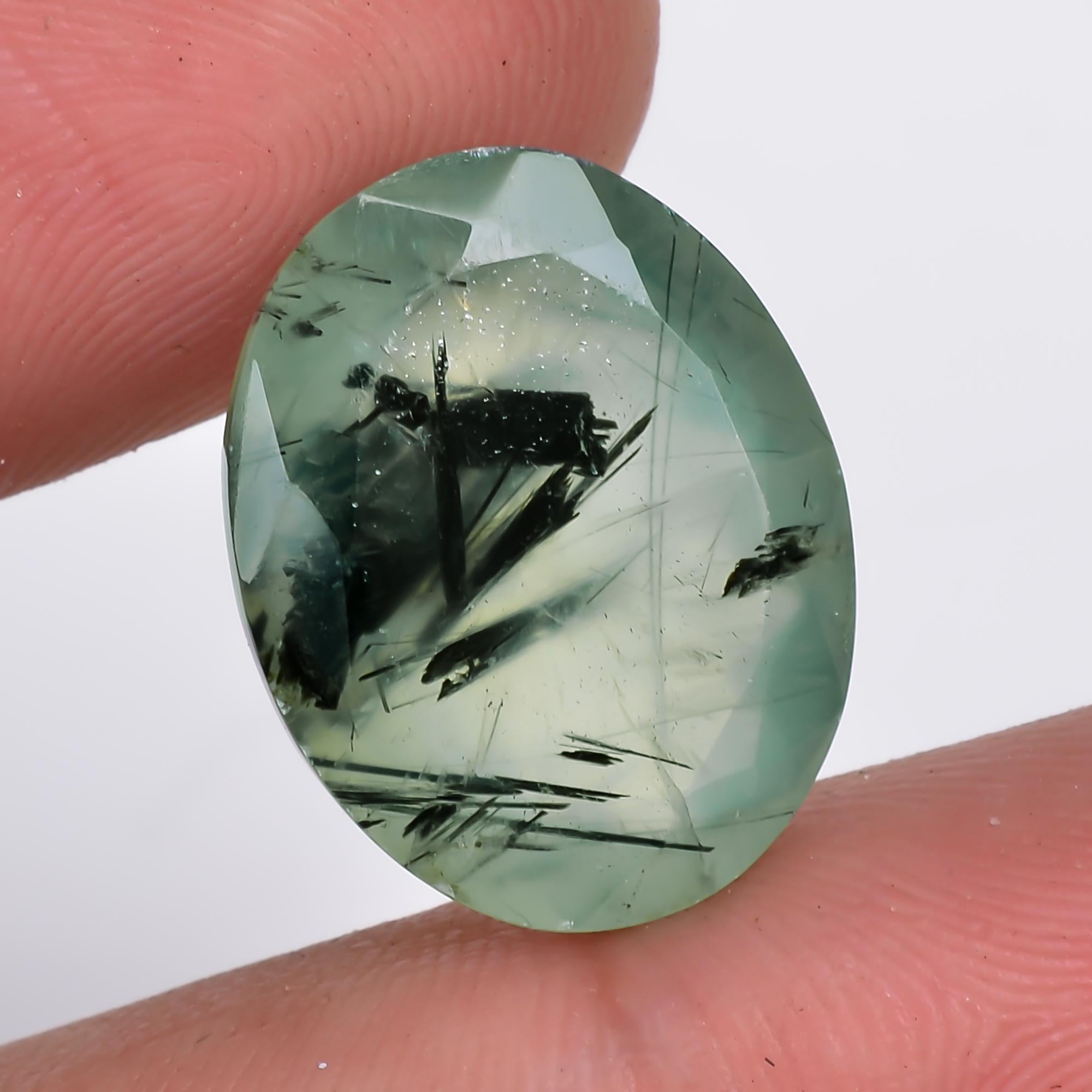 prehnite with epidote natural oval shape cut stone loose gemstone
