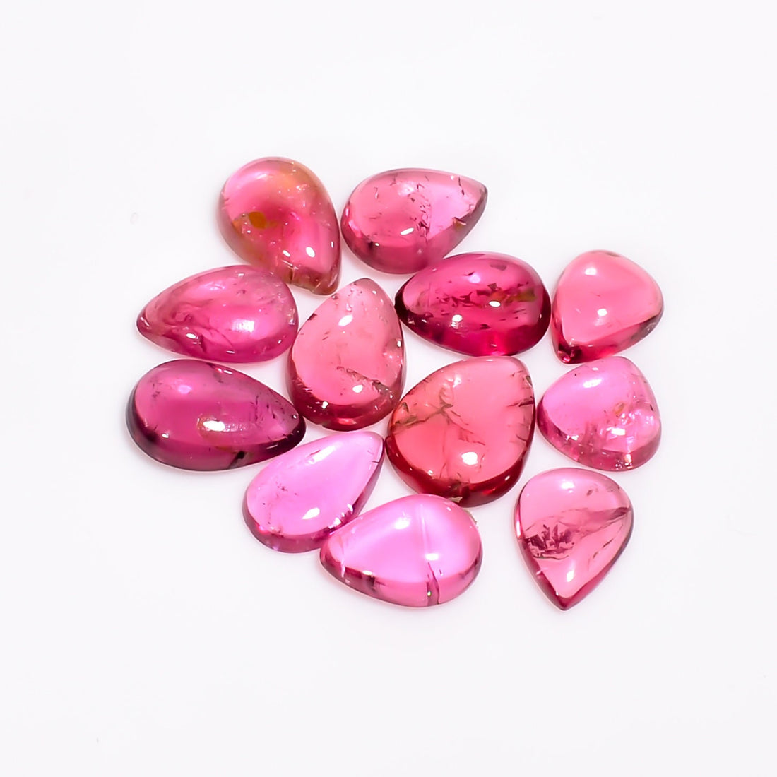 pink tourmaline pear shape cabochon loose gemstone 12 pcs lot