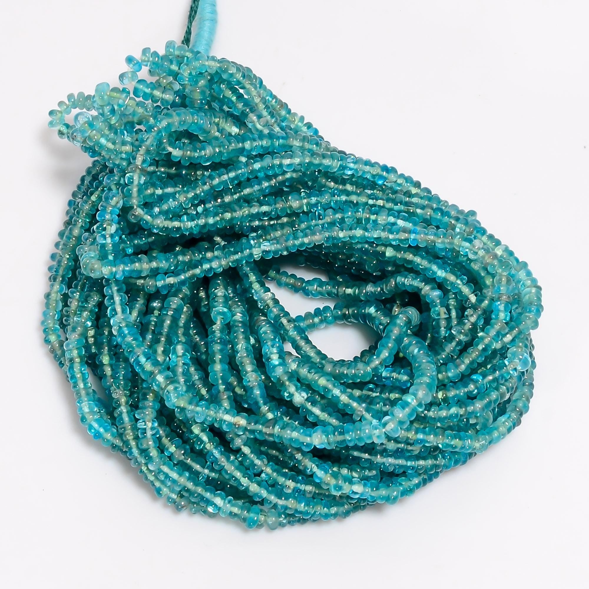 sky apatite natural gemstone rondelle shape smooth 14 lines strand 16 beads 5x5x3 mm 650 5 ct yn 502