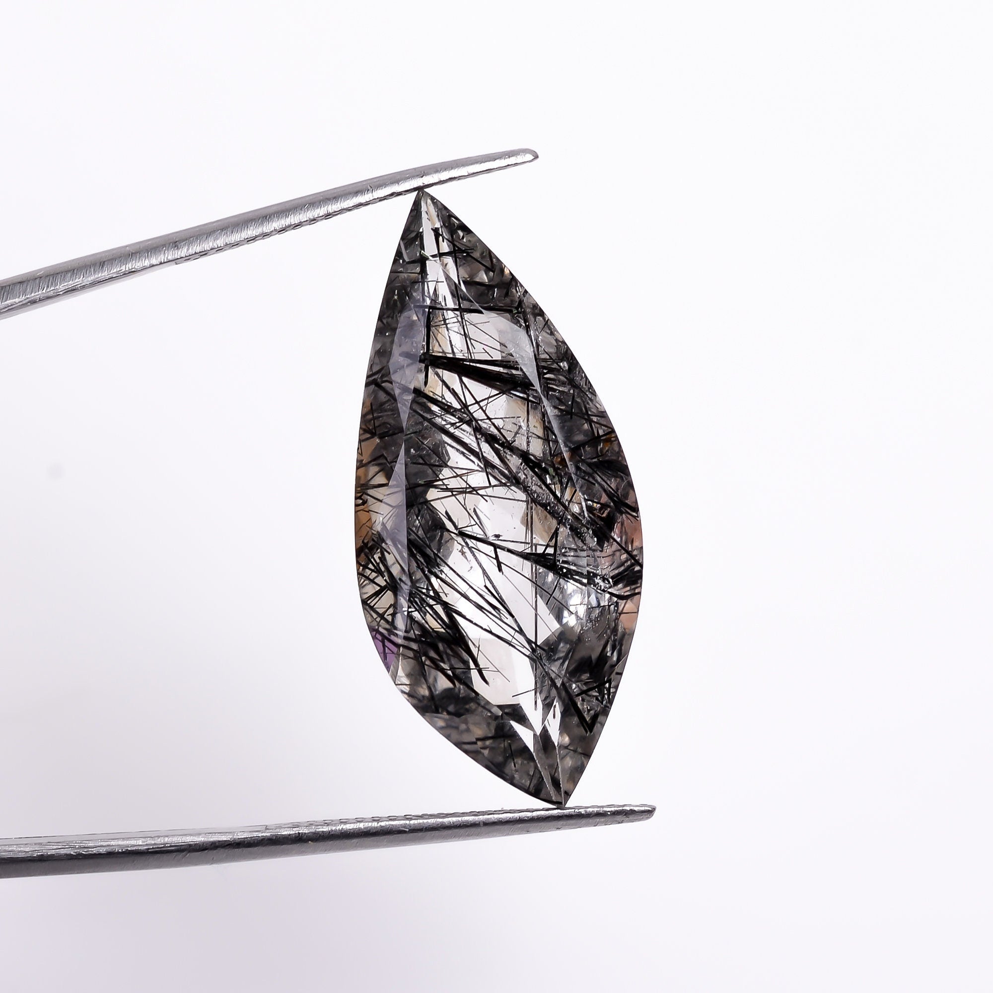 black rutile natural quartz fancy shape cut stone loose gemstone