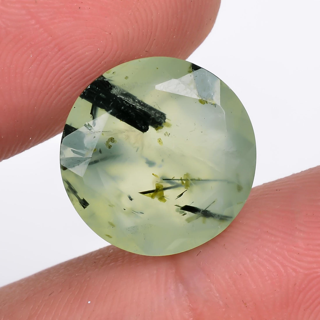 prehnite with epidote natural round shape cut stone loose gemstone