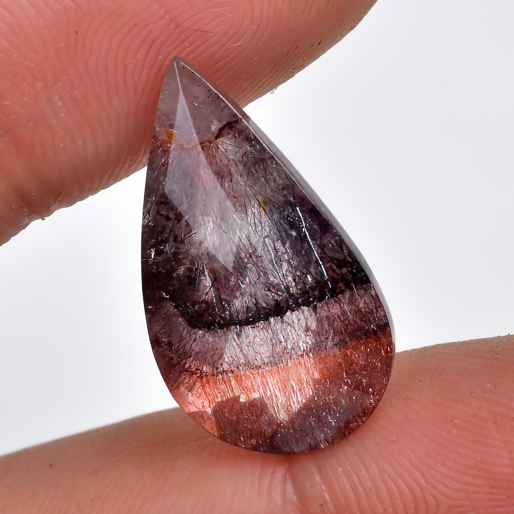 elestial quartz natural pear shape faceted loose gemstone