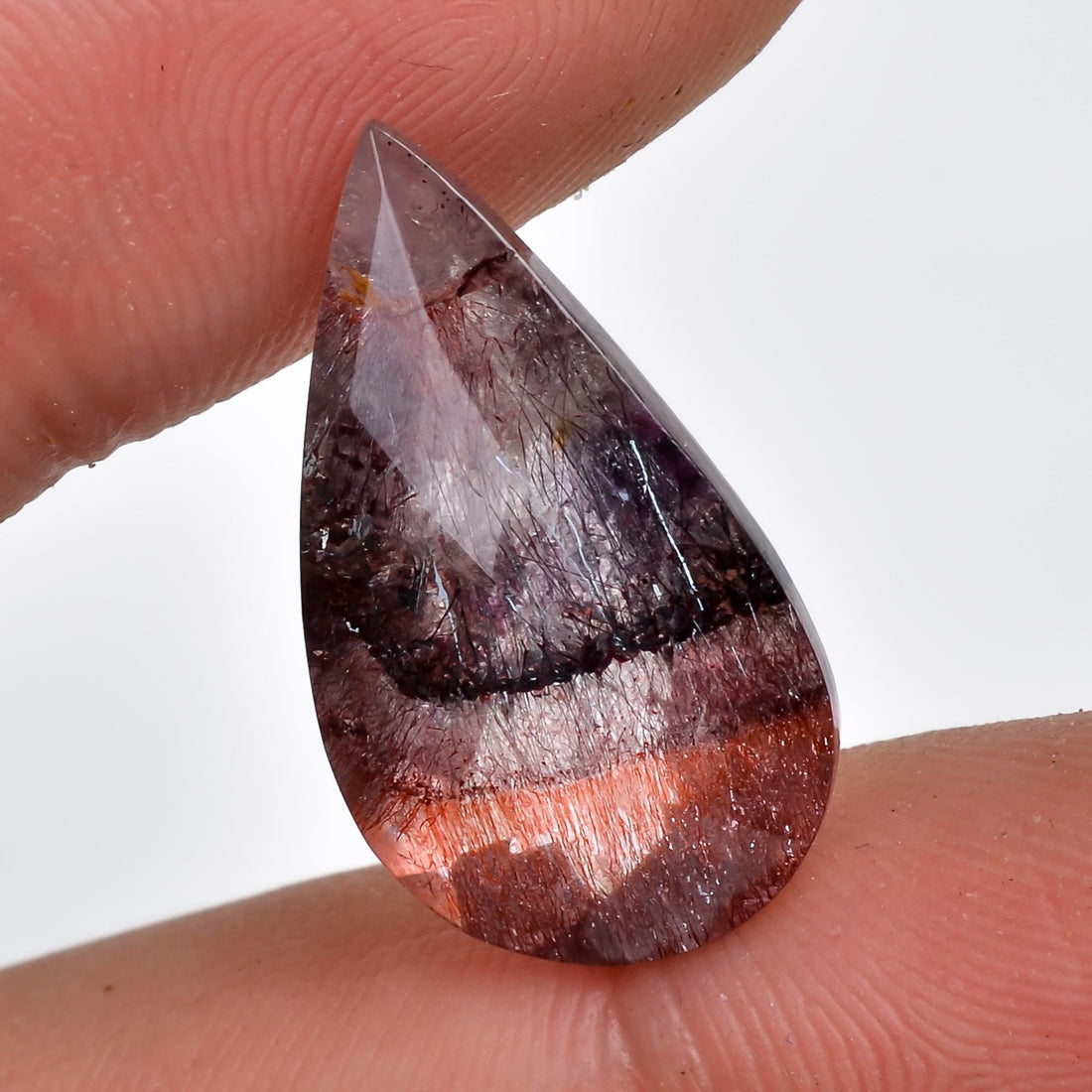 elestial quartz natural pear shape faceted loose gemstone