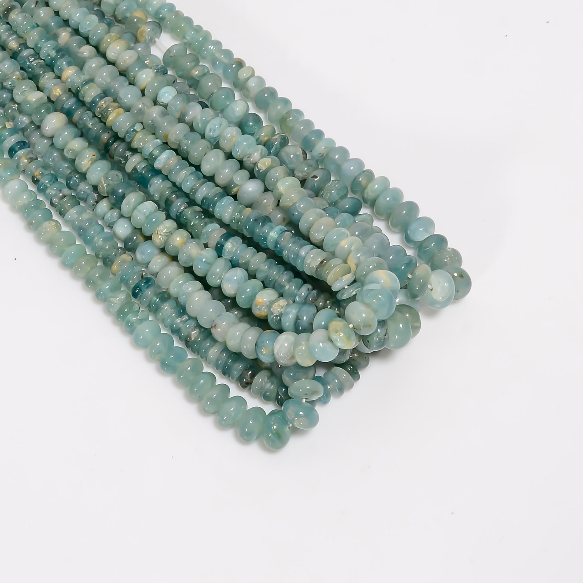grandidierite natural gemstone rondelle shape smooth 7 lines strand 16 beads 3x3 8x8 mm 700 ct yn 535