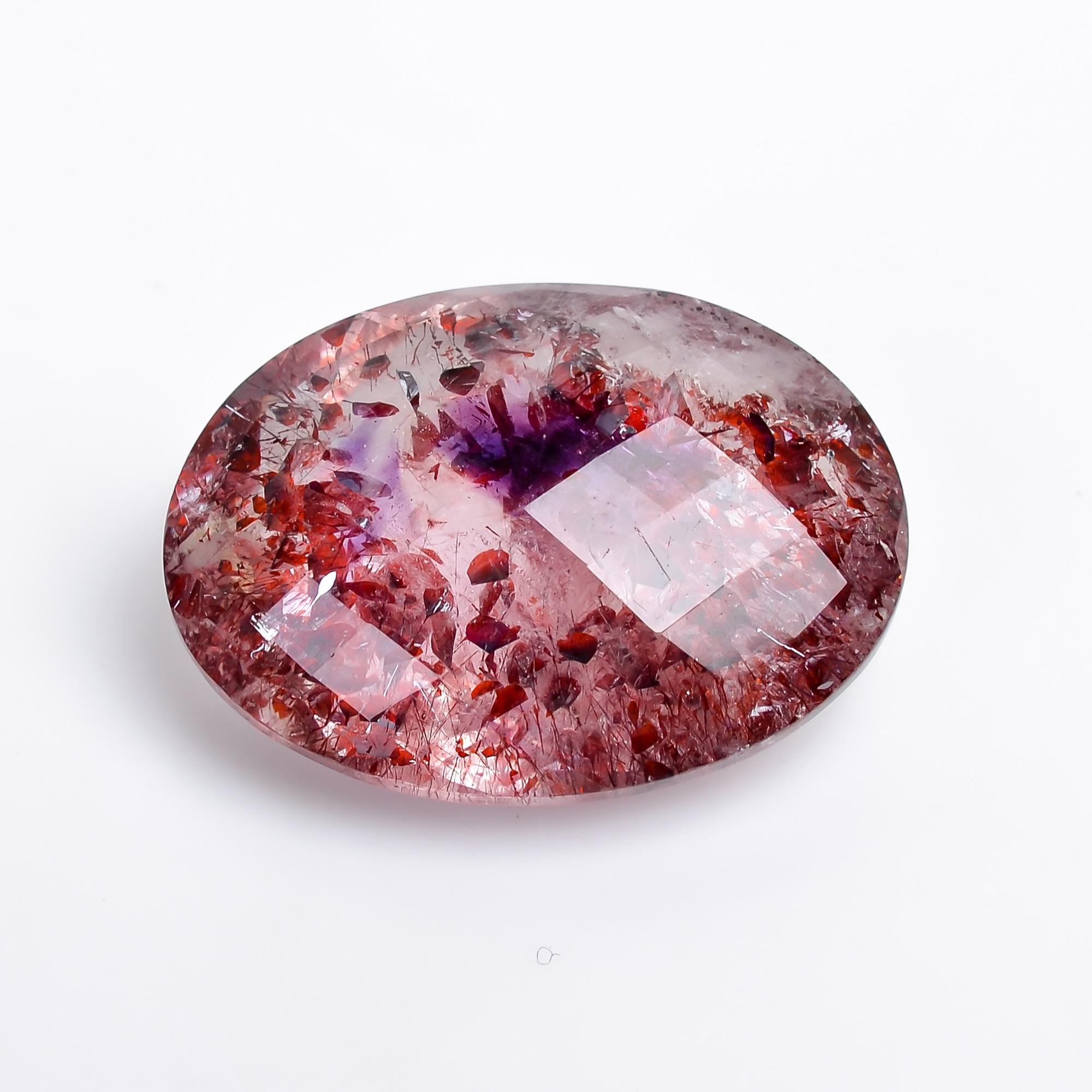 natural elestial quartz oval shape faceted loose gemstone