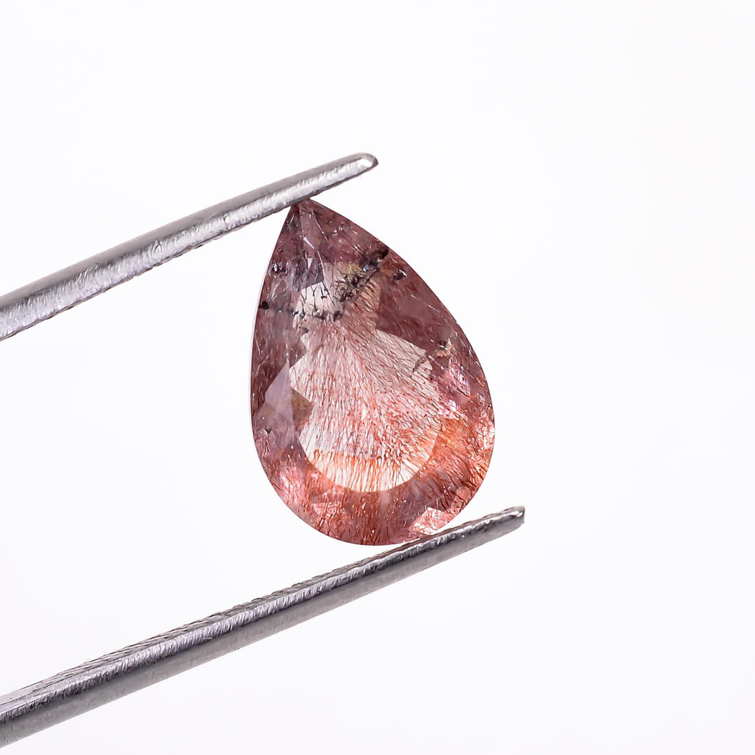 elestial quartz with lepidocrocite natural pear shape cut stone loose gemstone