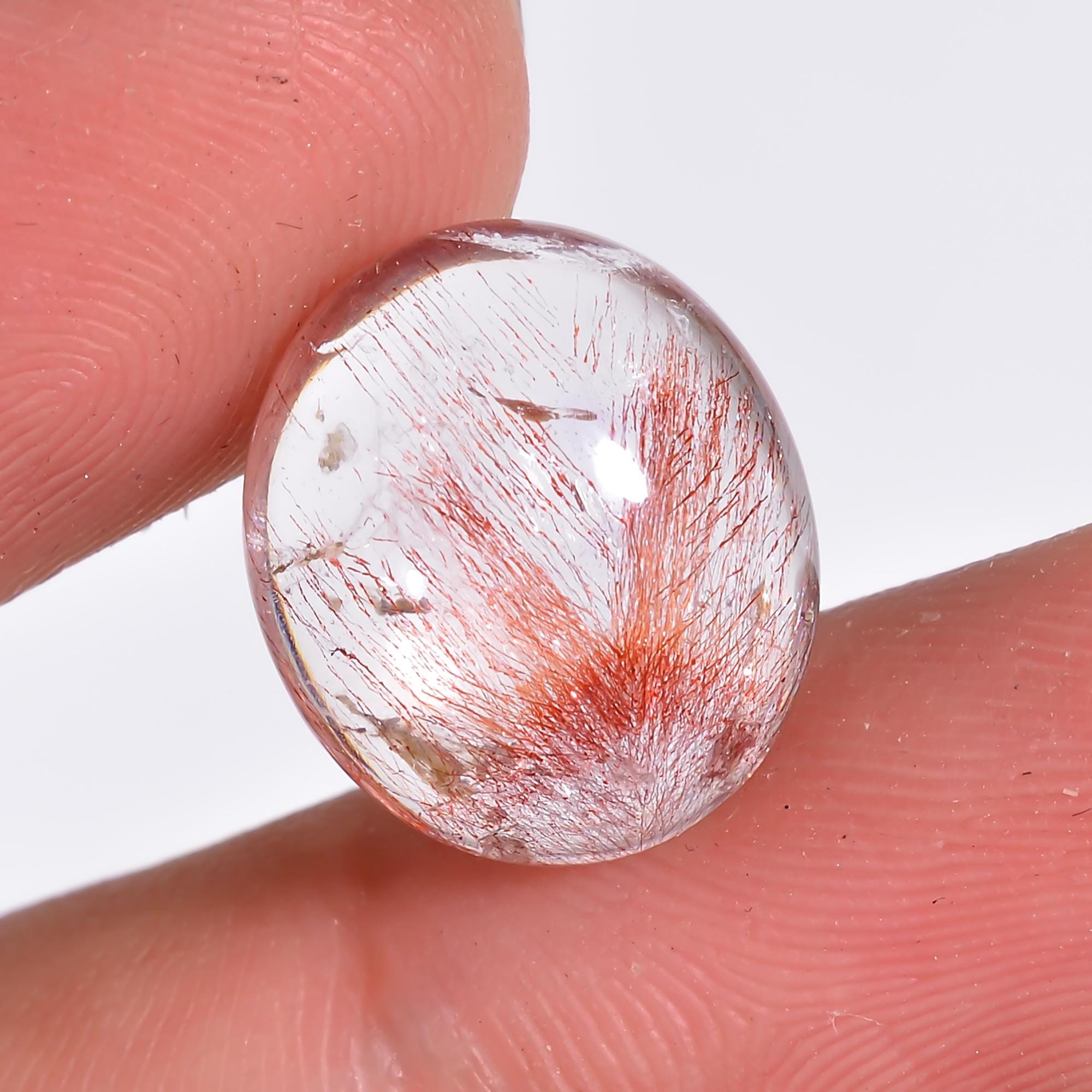 elestial quartz natural oval shape cabochon loose gemstone