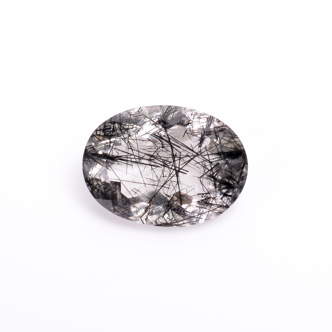 black rutile natural quartz oval shape cut stone loose gemstone