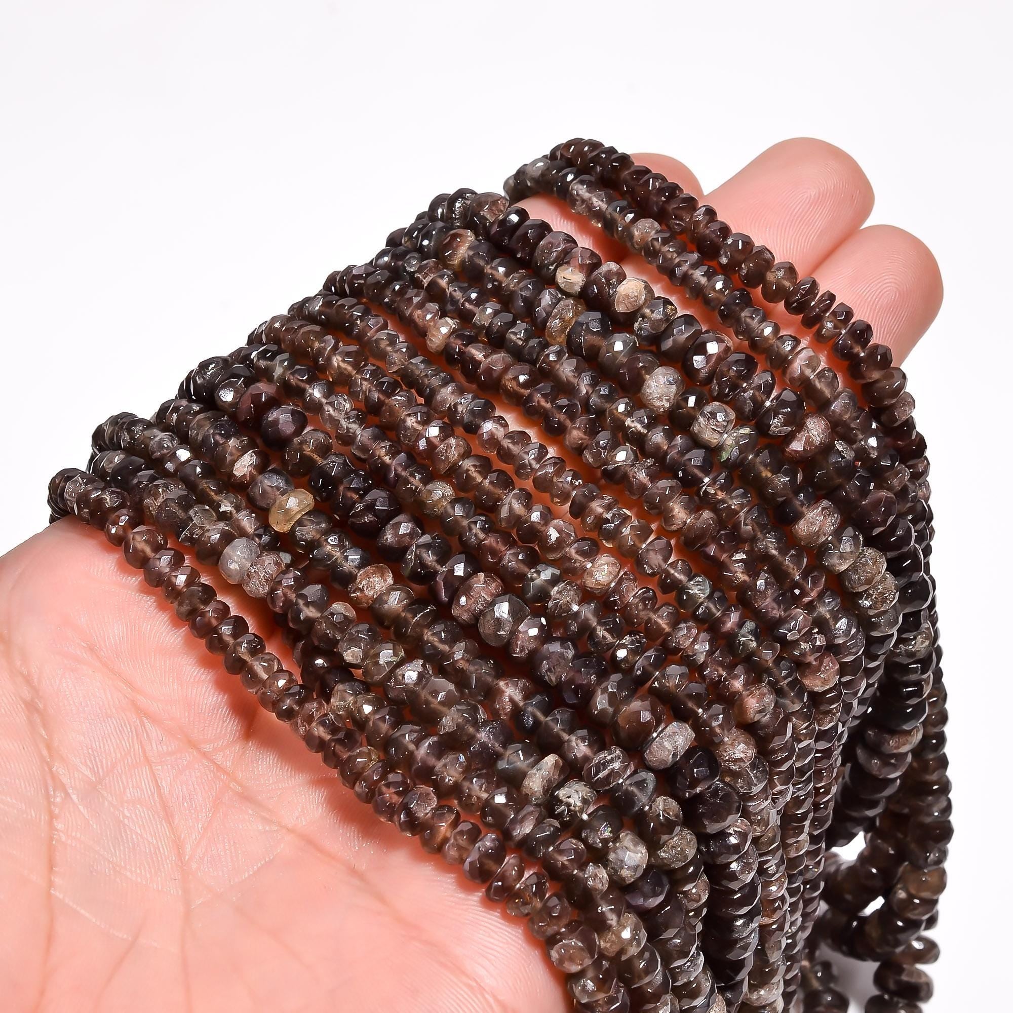 brown feldspar natural gemstone rondelle shape faceted 
