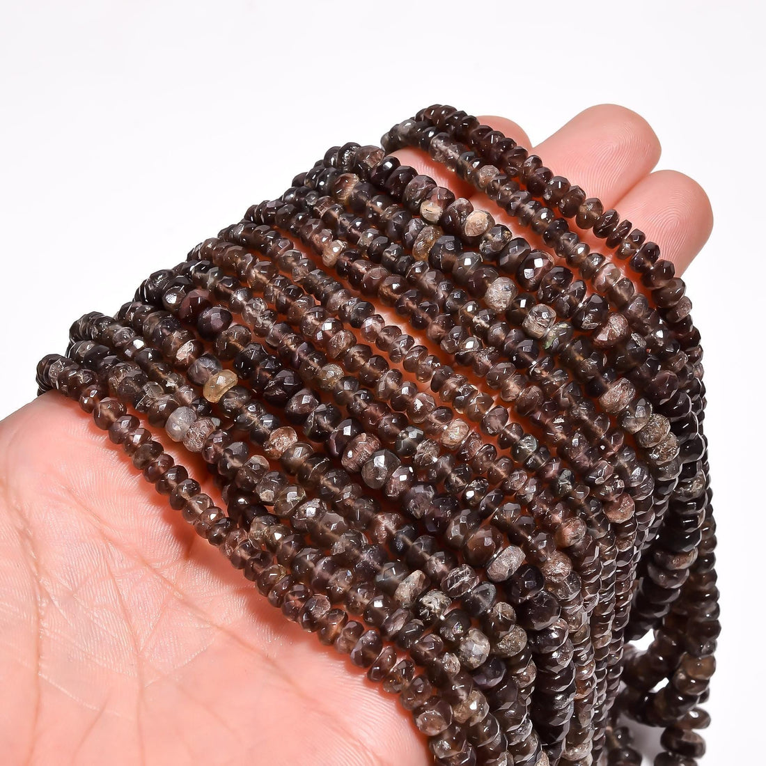 brown feldspar natural gemstone rondelle shape faceted 
