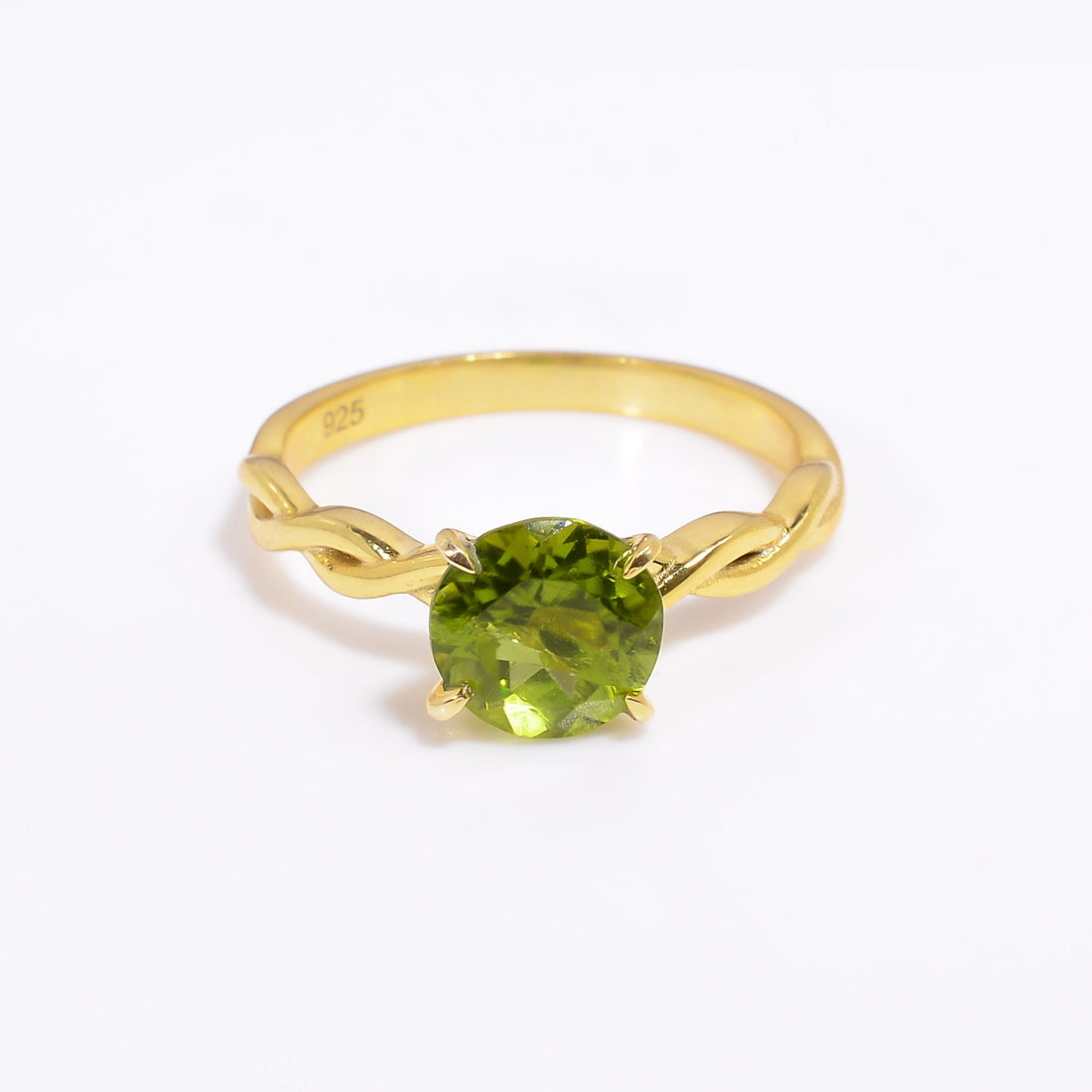 natural peridot round shape ethnic style handmade ring 925 sterling silver 14k gold plated ring 10 25 us 3 3 gms y 7784