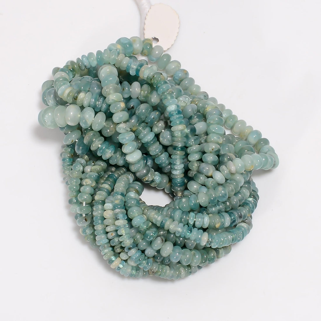 grandidierite natural gemstone rondelle shape smooth 7 lines strand 16 beads 3x3 8x8 mm 700 ct yn 535