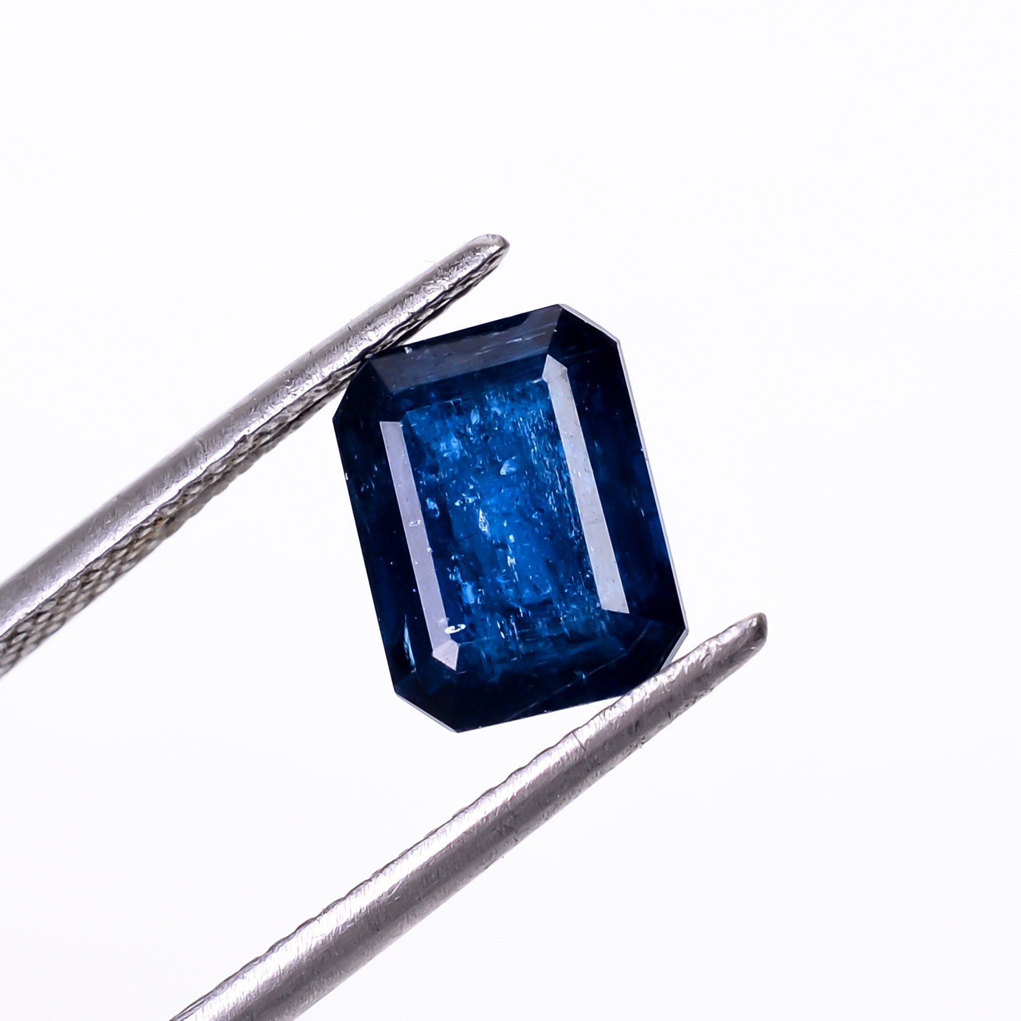 natural dark blue kyanite radiant shape cut stone loose gemstone