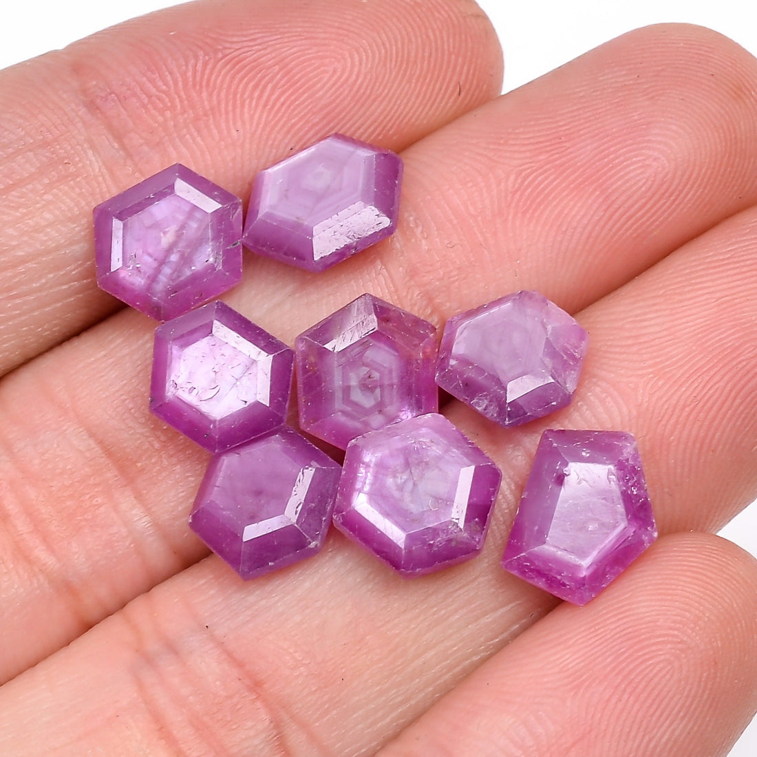 ruby natural hexagon texture shape cut stone loose gemstone 8 pcs lot