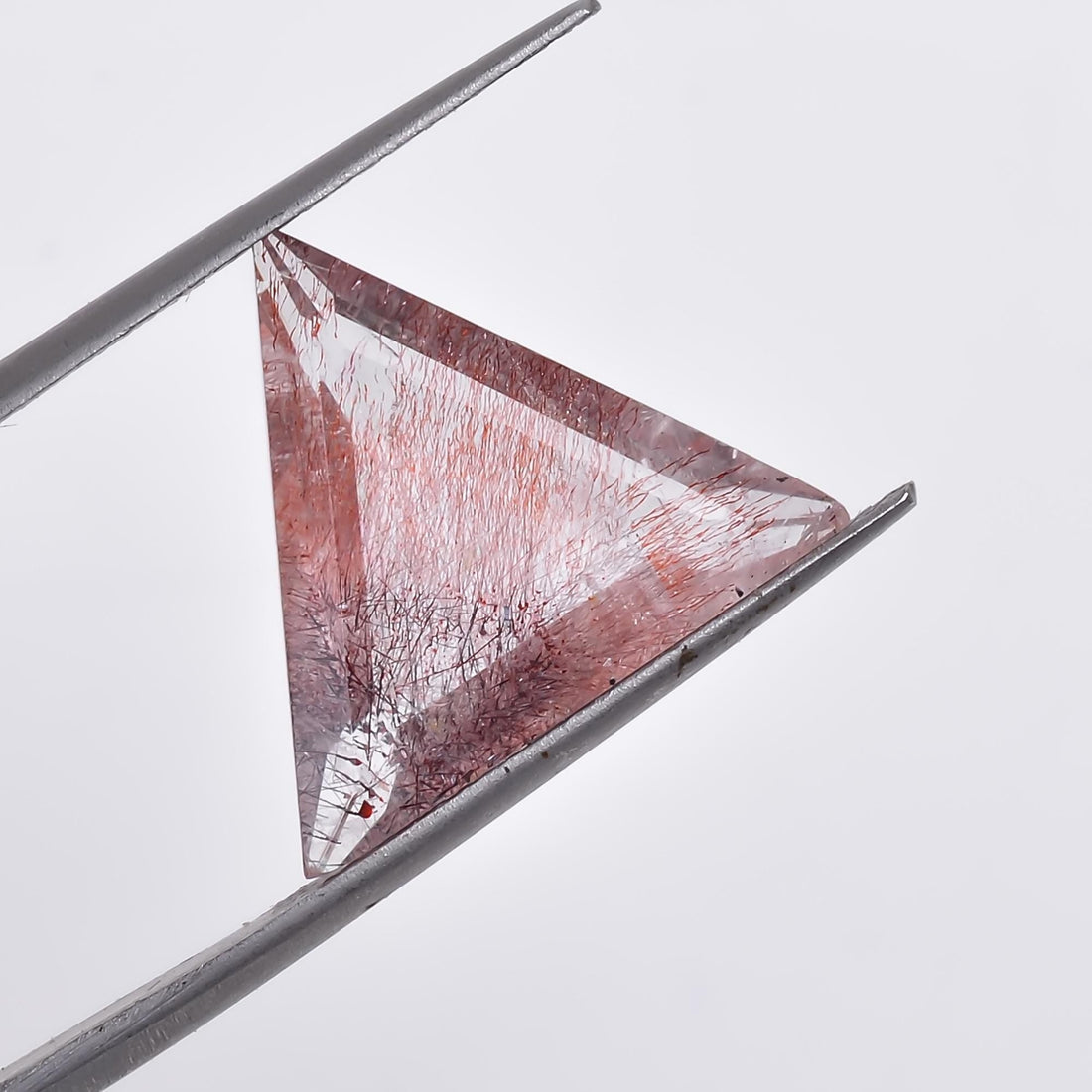 natural elestial quartz triangle shape cut stone loose gemstone
