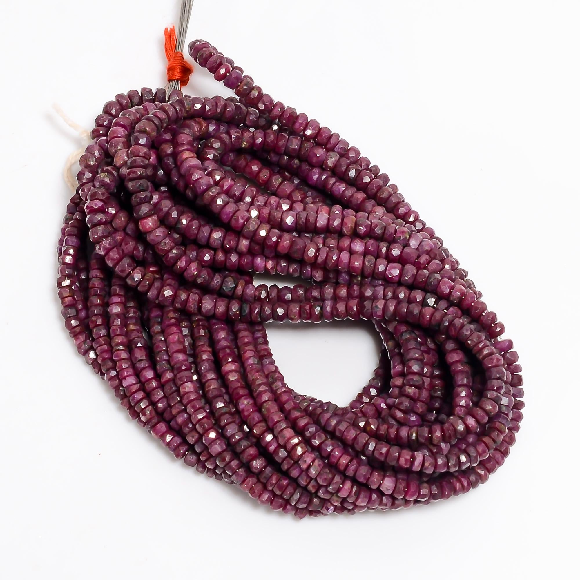 pink ruby natural gemstone rondelle shape faceted 