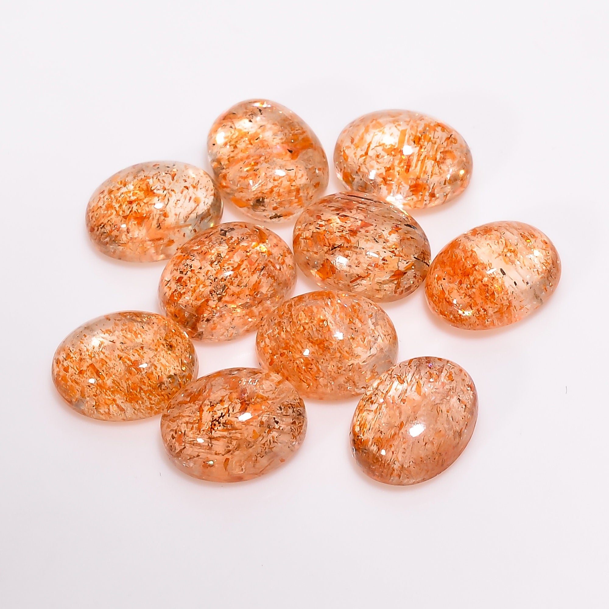 sunstone oval shape cabochon natural loose gemstone 10 pcs lot