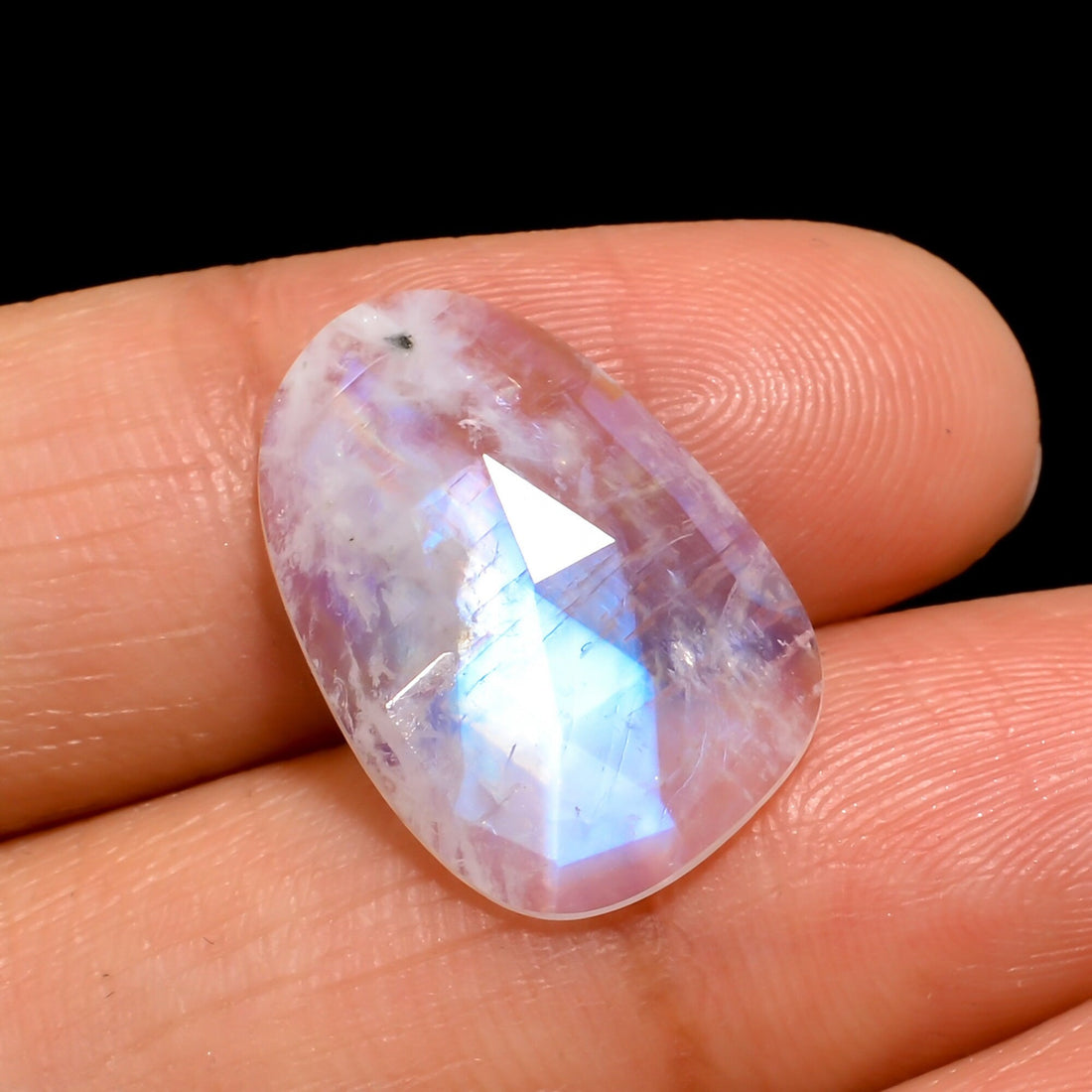 natural rainbow moonstone fancy shape faceted loose gemstone