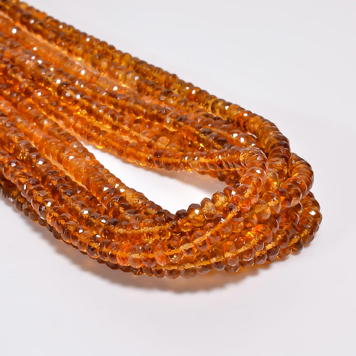 brandy citrine natural gemstone rondelle shape faceted 