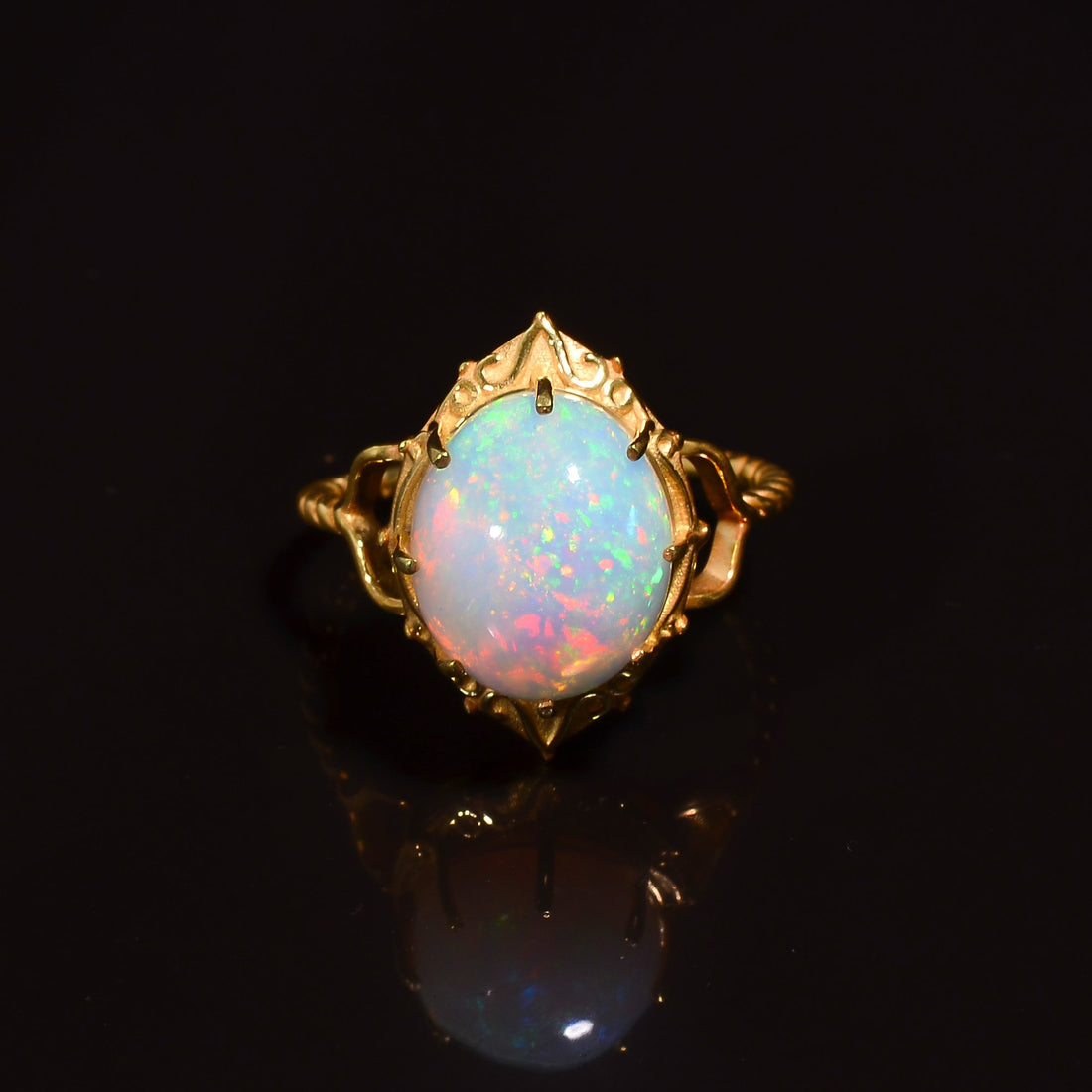 natural ethiopian opal oval shape ethnic handmade ring 925 sterling 14k gold plated ring 3 micron 9 75 us 4 2 gms y 7774