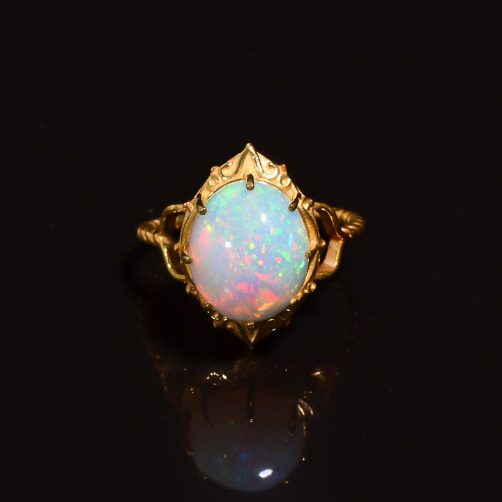 natural ethiopian opal oval shape ethnic handmade ring 925 sterling 14k gold plated ring 3 micron 9 75 us 4 2 gms y 7774