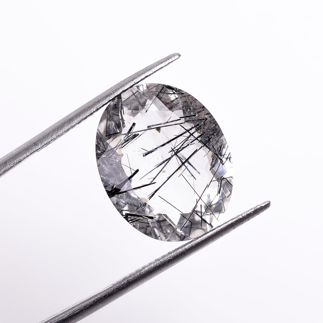 black rutile natural quartz oval shape cut stone loose gemstone