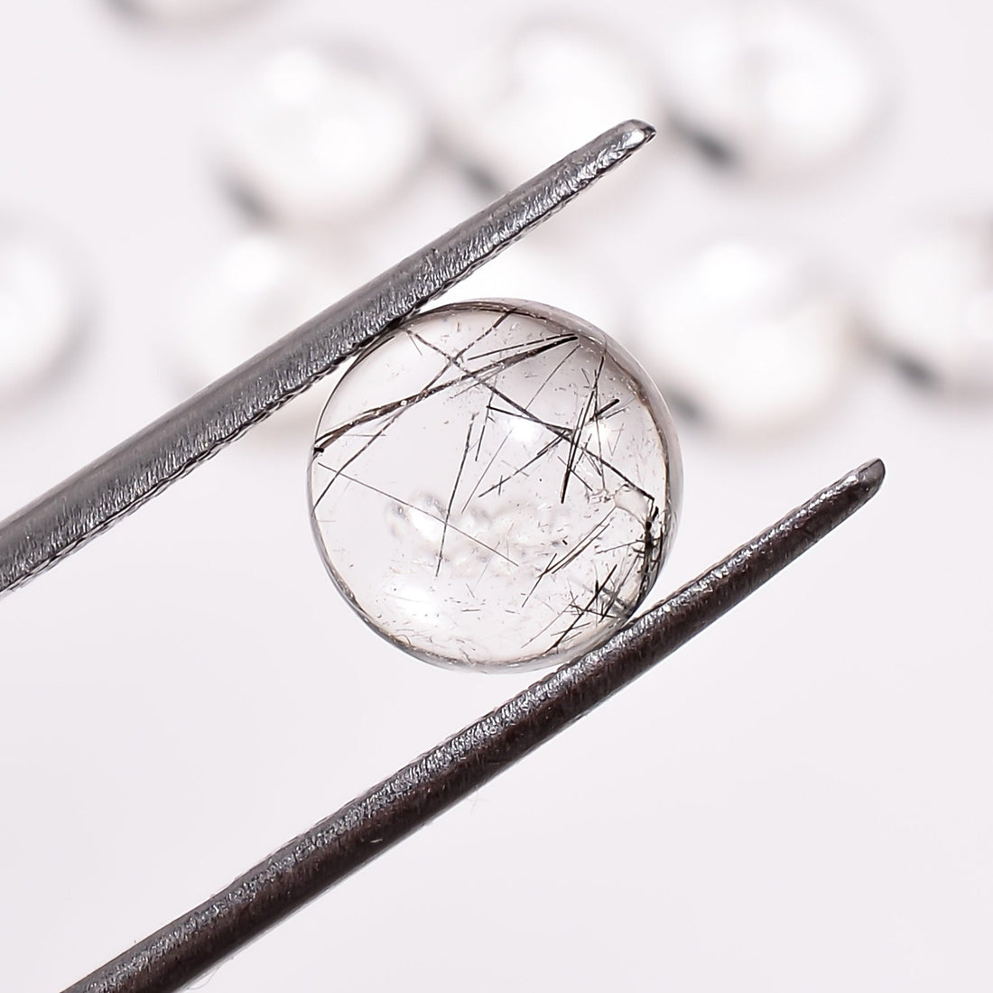 black rutile quartz round shape cabochon natural loose gemstone 10 pcs lot