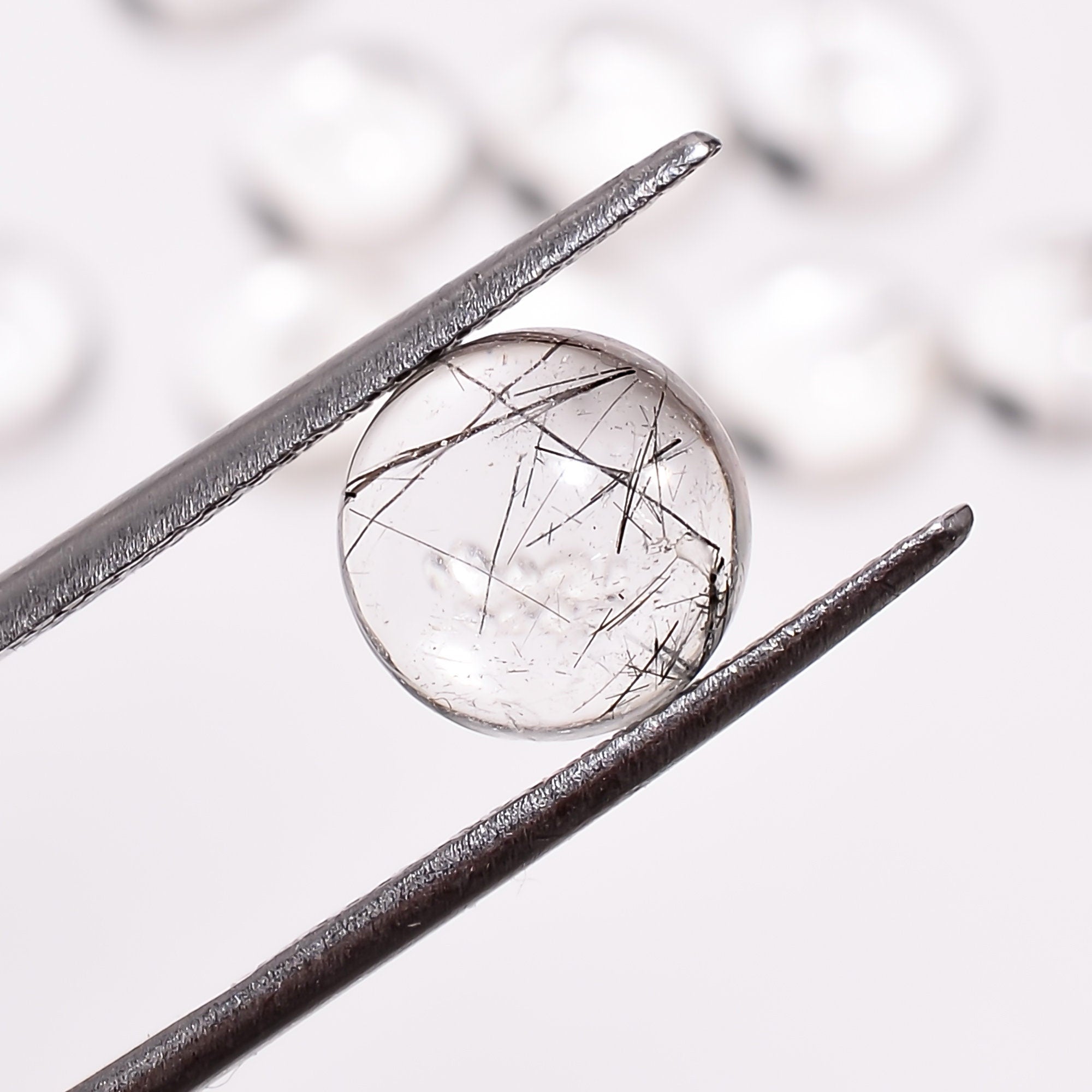black rutile quartz round shape cabochon natural loose gemstone 10 pcs lot