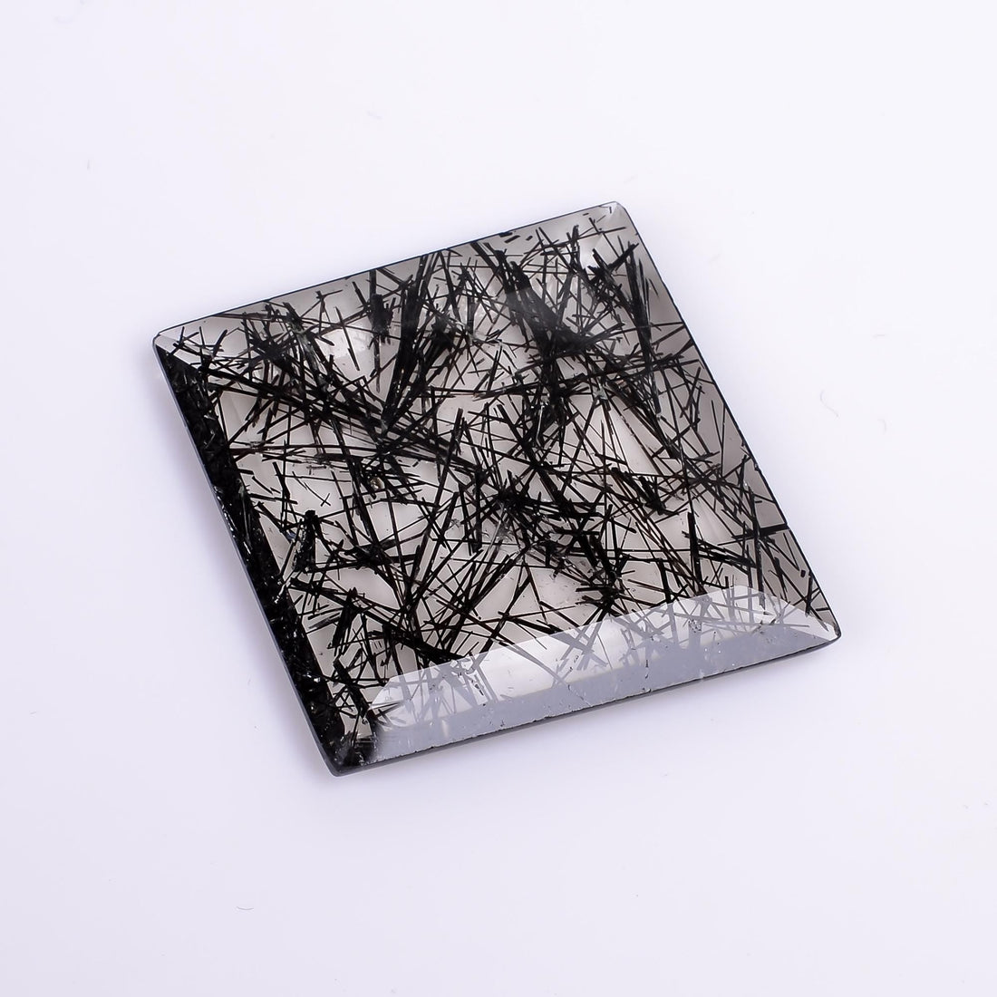 black rutile quartz both side flat cut fancy shape cut stone loose gemstone