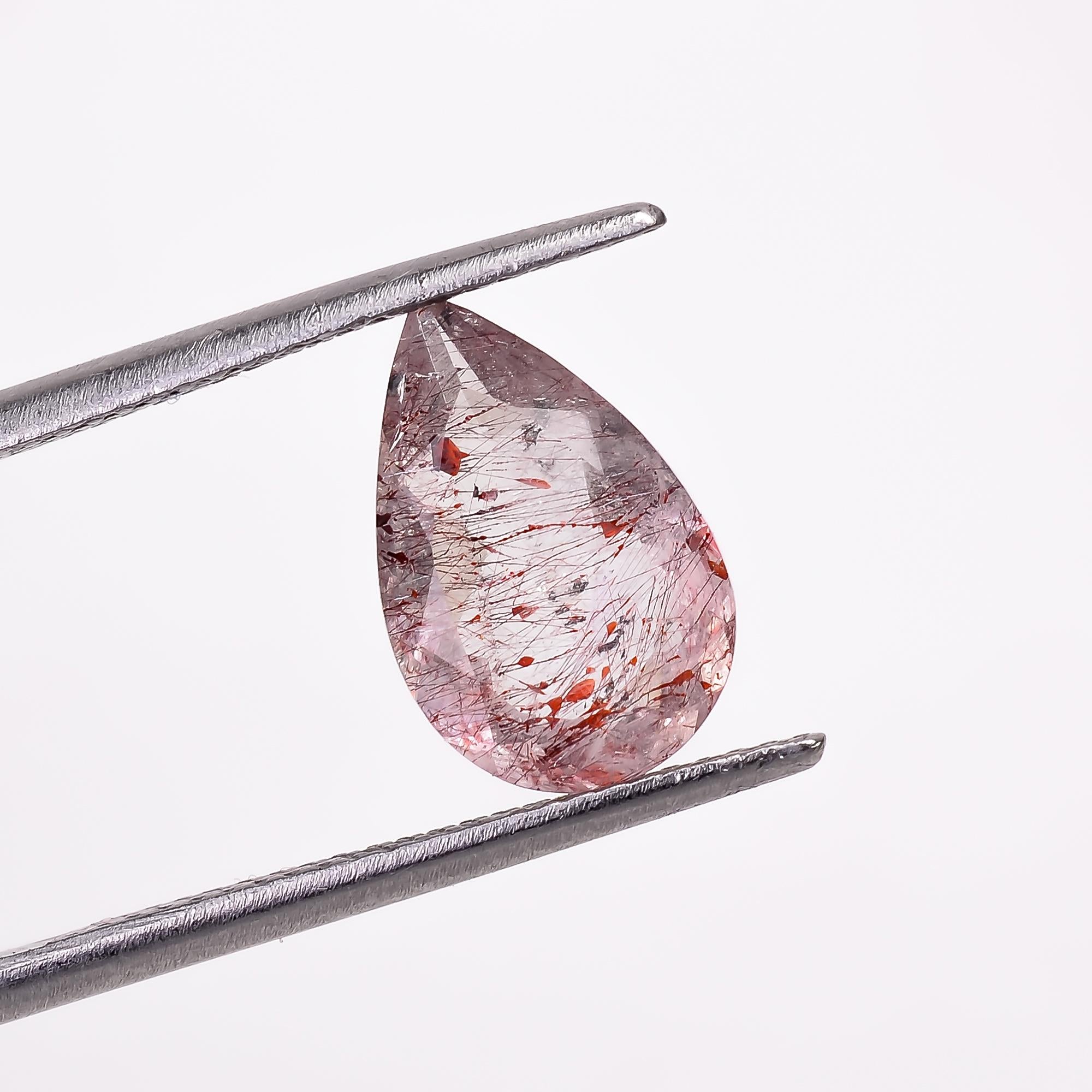 natural elestial quartz pear shape cut stone loose gemstone