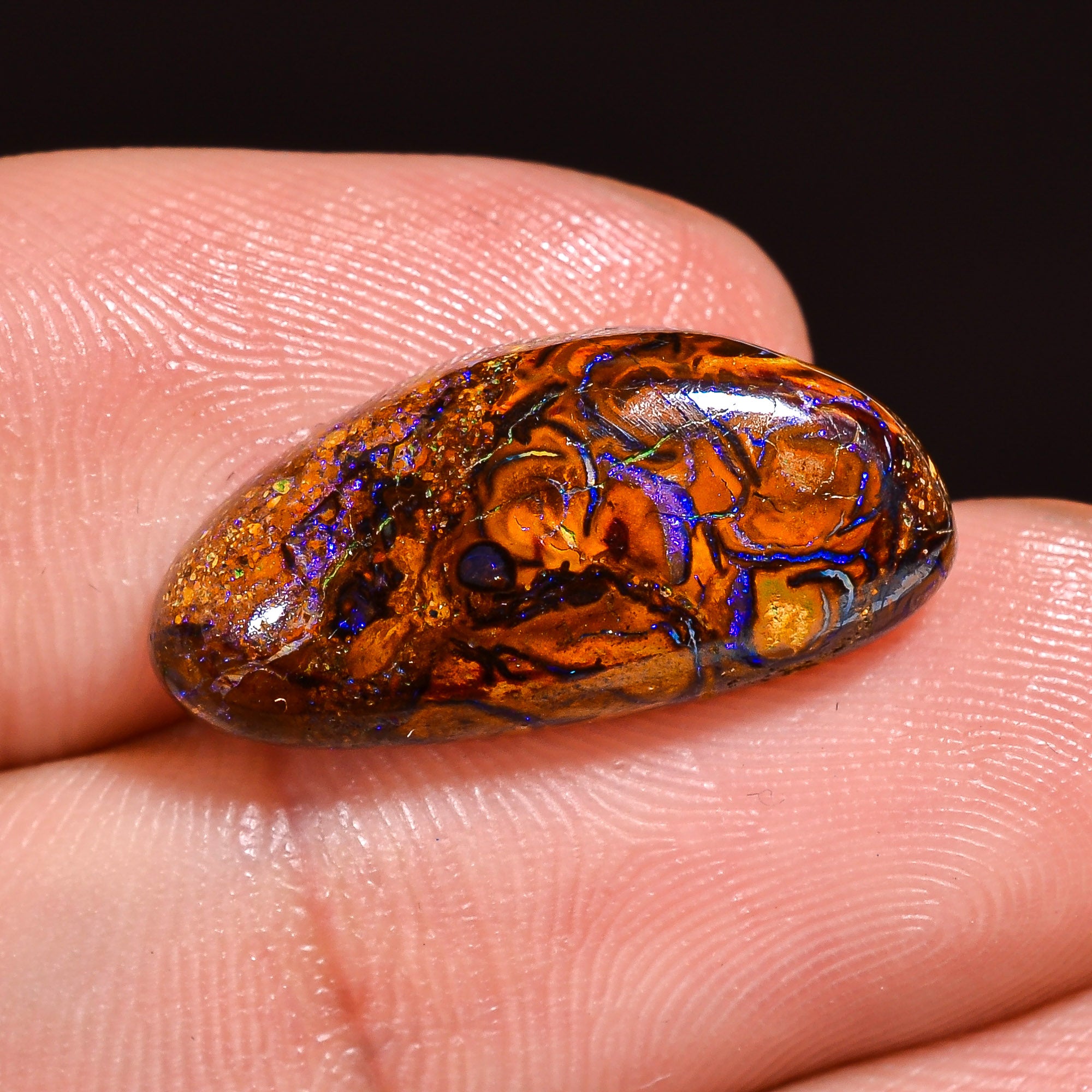 Natural Boulder Opal Fancy Shape Cabochon Loose Gemstone 19X8X4 mm 8.5 Ct.OP-196
