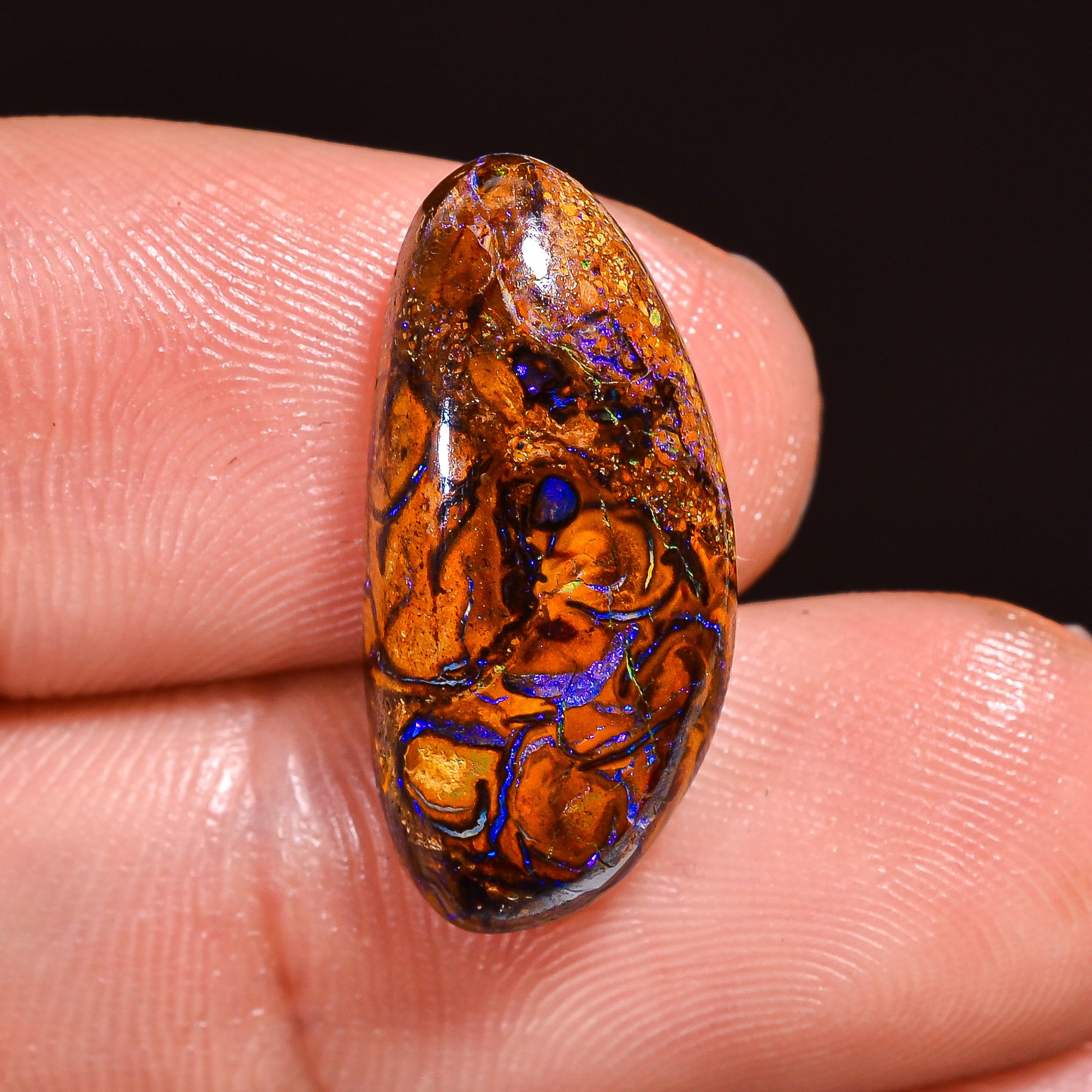 Natural Boulder Opal Fancy Shape Cabochon Loose Gemstone 19X8X4 mm 8.5 Ct.OP-196