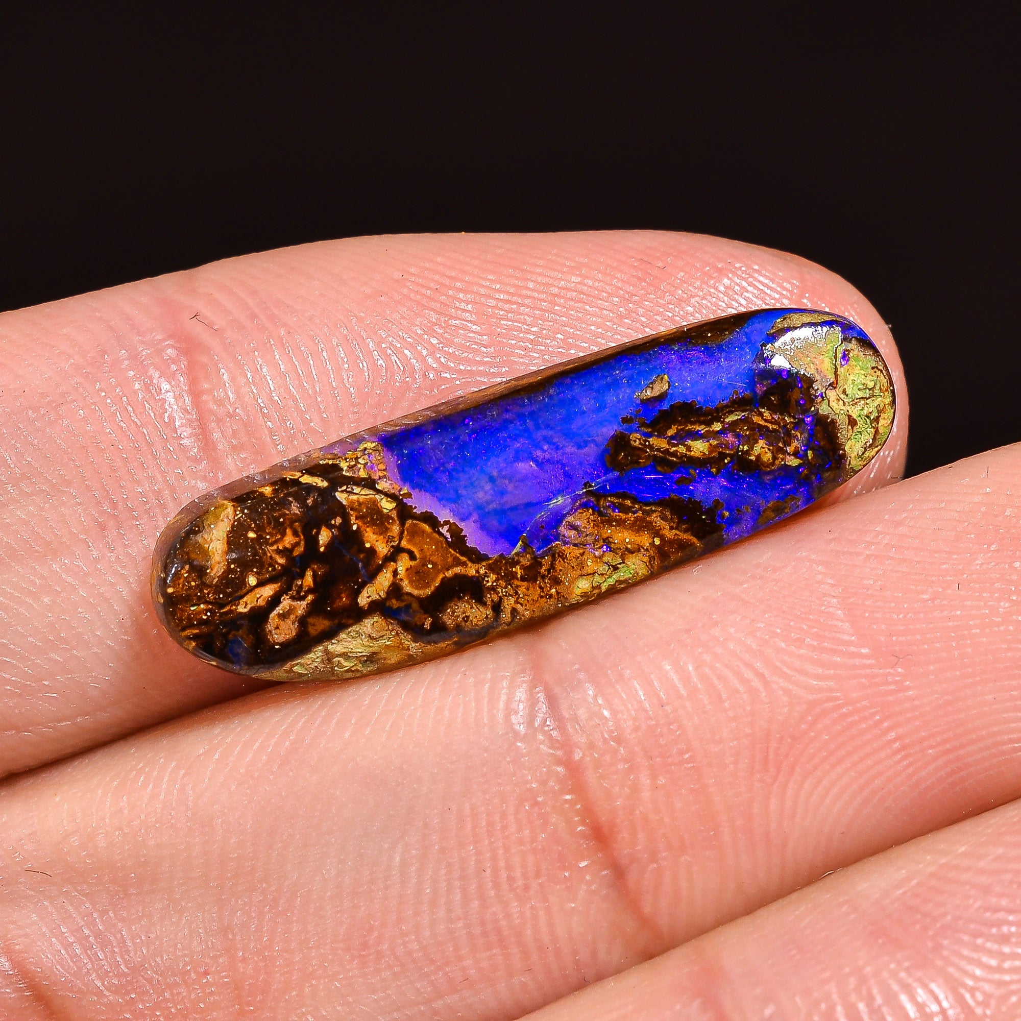 Natural Boulder Opal Oval Shape Cabochon Loose Gemstone 25X7X2 mm 6.5 Ct. OP-197