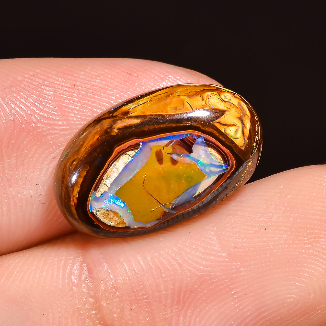 Natural Boulder Opal Oval Shape Cabochon Loose Gemstone 15X9X3 mm 6.5 Ct.OP-200