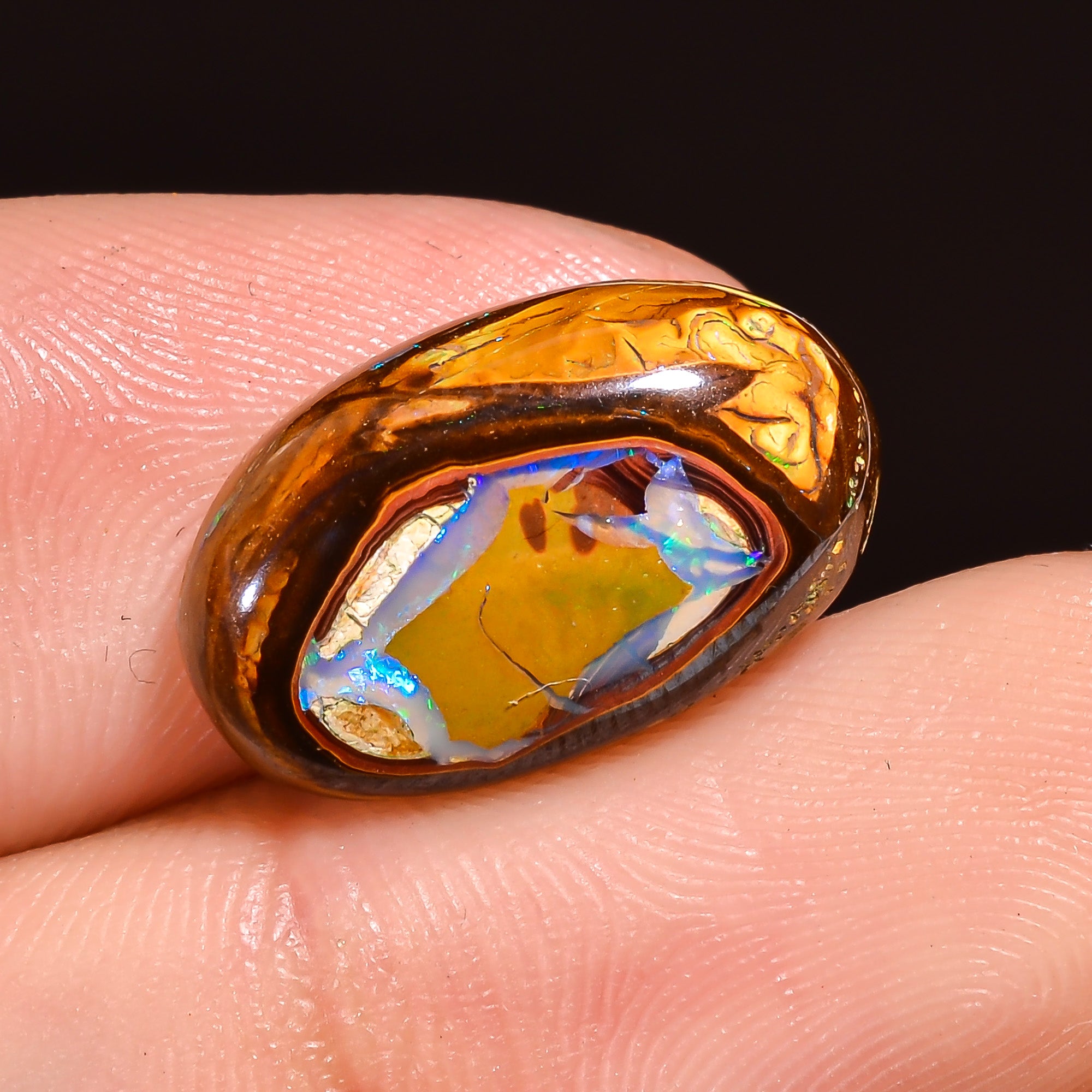 Natural Boulder Opal Oval Shape Cabochon Loose Gemstone 15X9X3 mm 6.5 Ct.OP-200