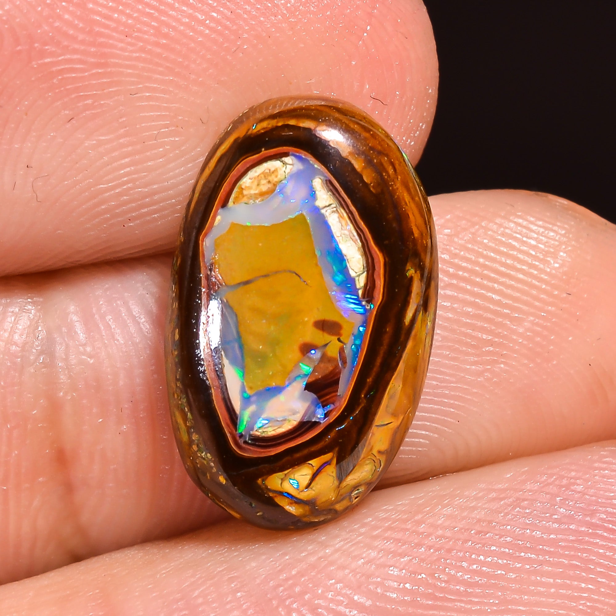 Natural Boulder Opal Oval Shape Cabochon Loose Gemstone 15X9X3 mm 6.5 Ct.OP-200