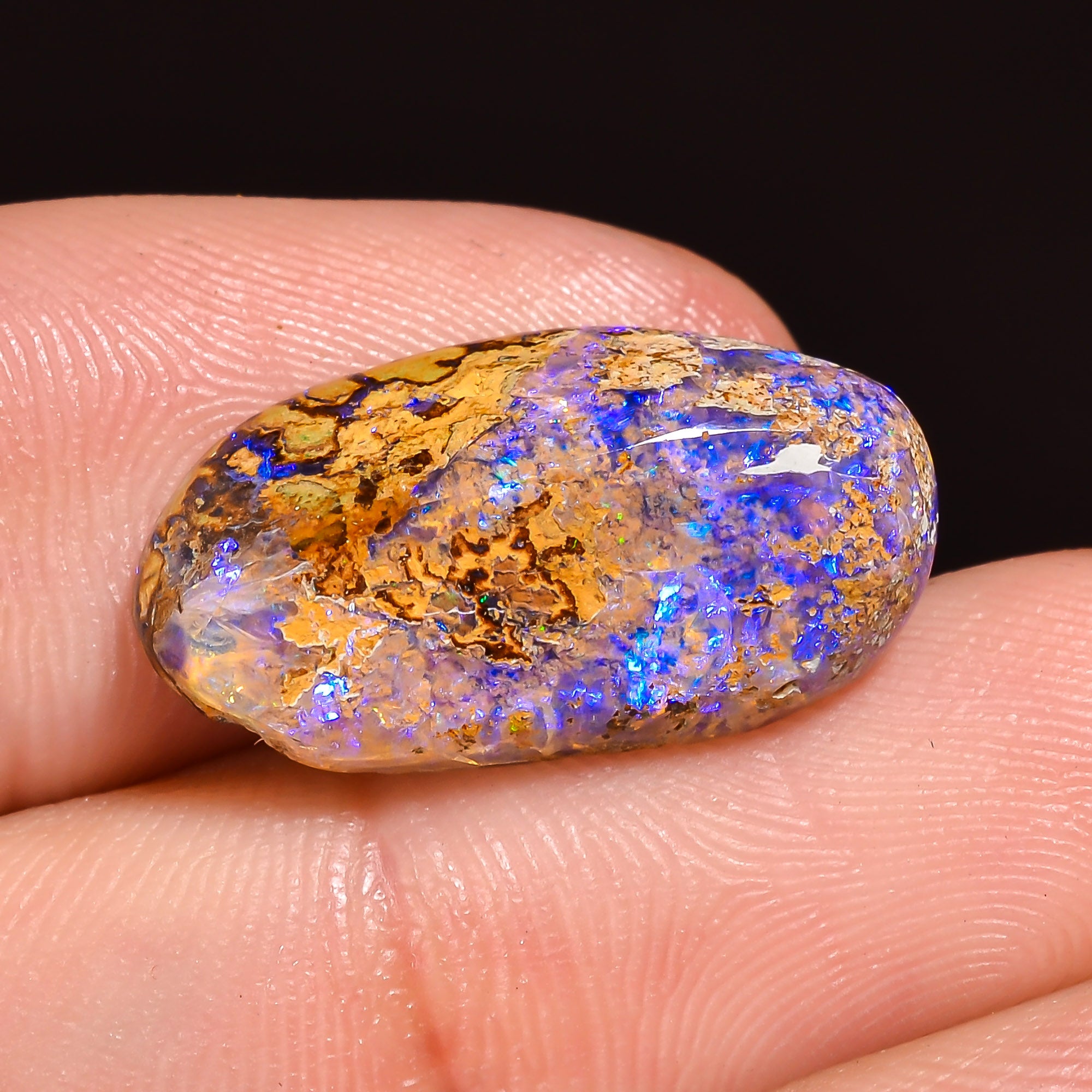 Natural Boulder Opal Fancy Shape Cabochon Loose Gemstone 19X10X4 mm 7 Ct .OP-201