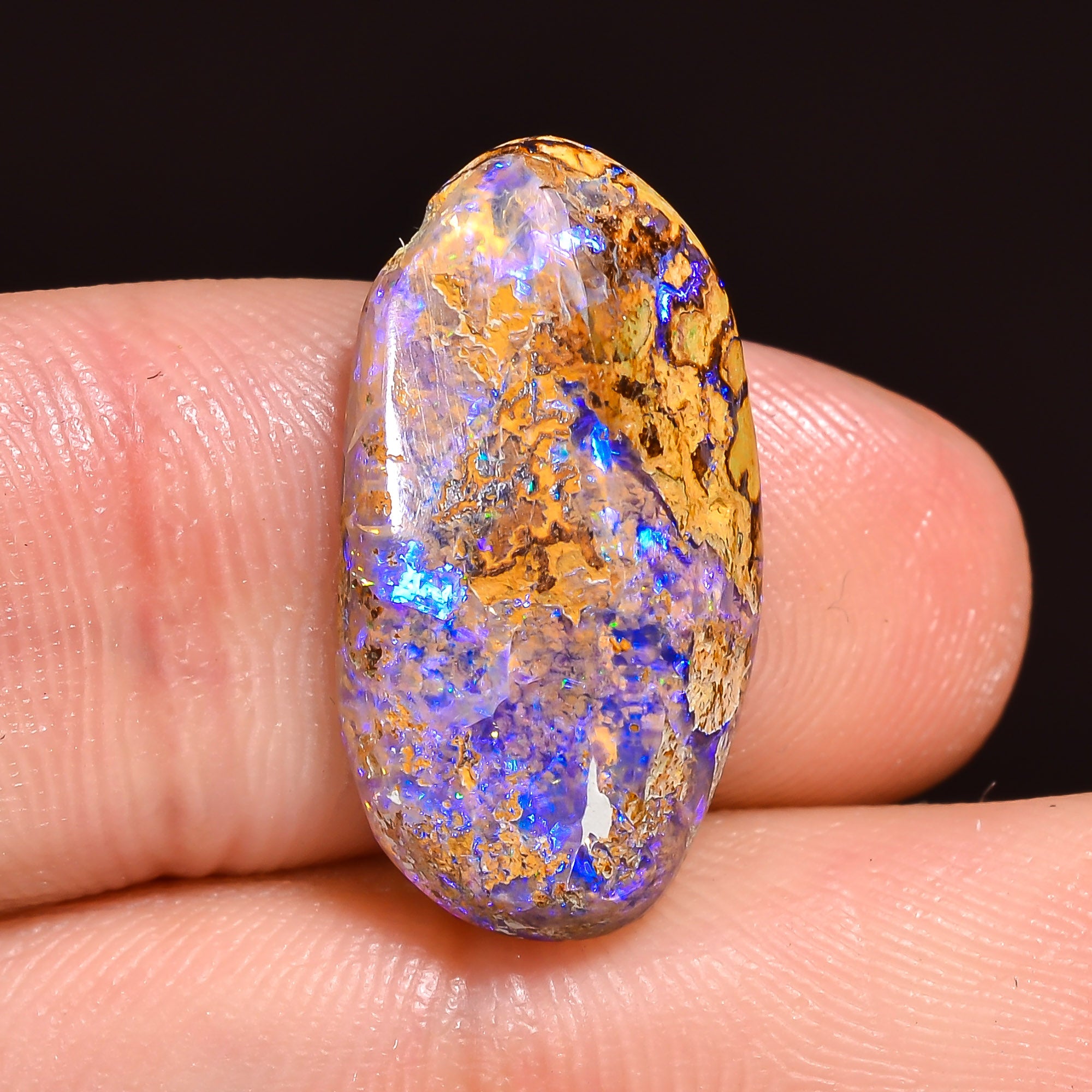 Natural Boulder Opal Fancy Shape Cabochon Loose Gemstone 19X10X4 mm 7 Ct .OP-201