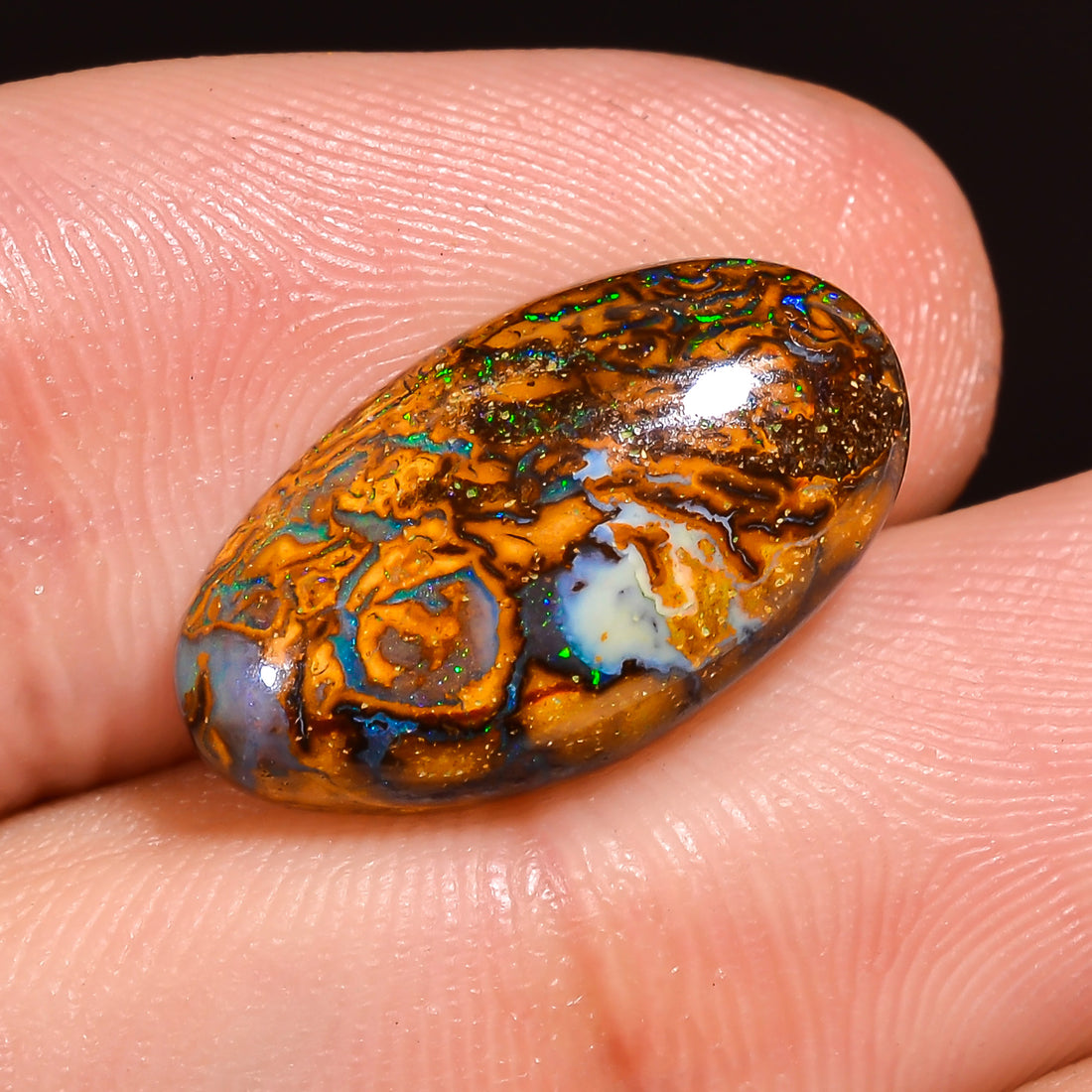 Natural Boulder Opal Oval Shape Cabochon Loose Gemstone 16X8X3 mm 6 Ct.OP-202