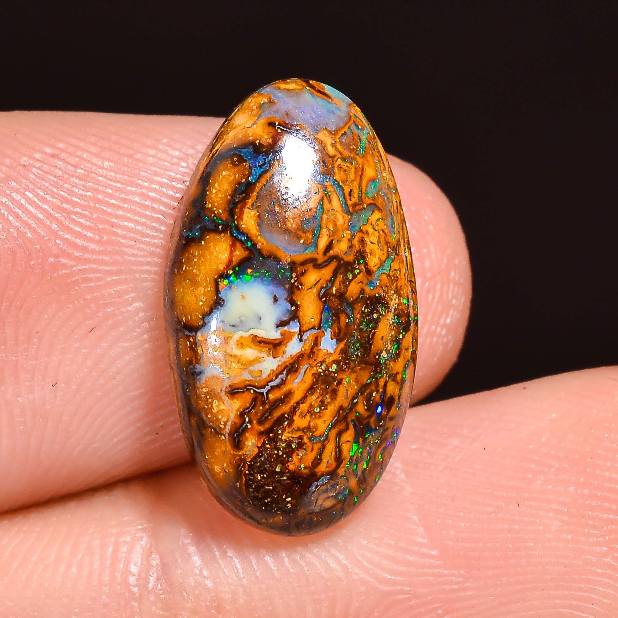Natural Boulder Opal Oval Shape Cabochon Loose Gemstone 16X8X3 mm 6 Ct.OP-202