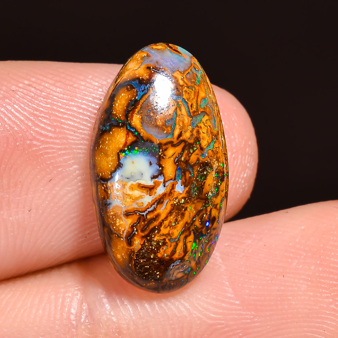 Natural Boulder Opal Oval Shape Cabochon Loose Gemstone 16X8X3 mm 6 Ct.OP-202