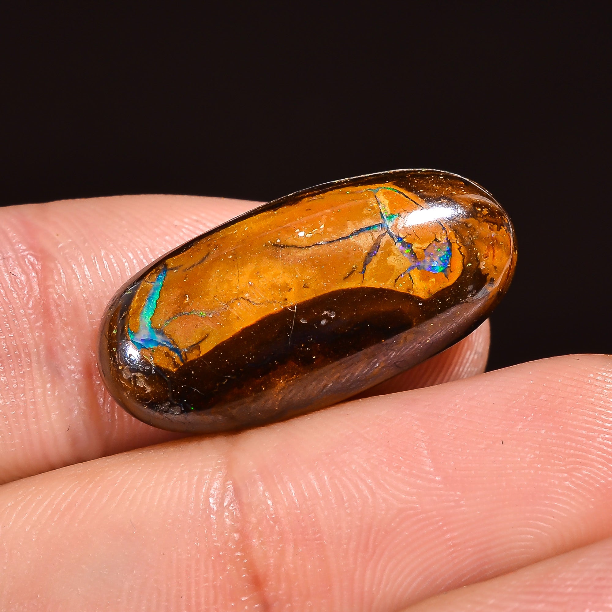 Natural Boulder Opal Oval Shape Cabochon Loose Gemstone 22X10X4 mm 13.5 Ct.OP-203