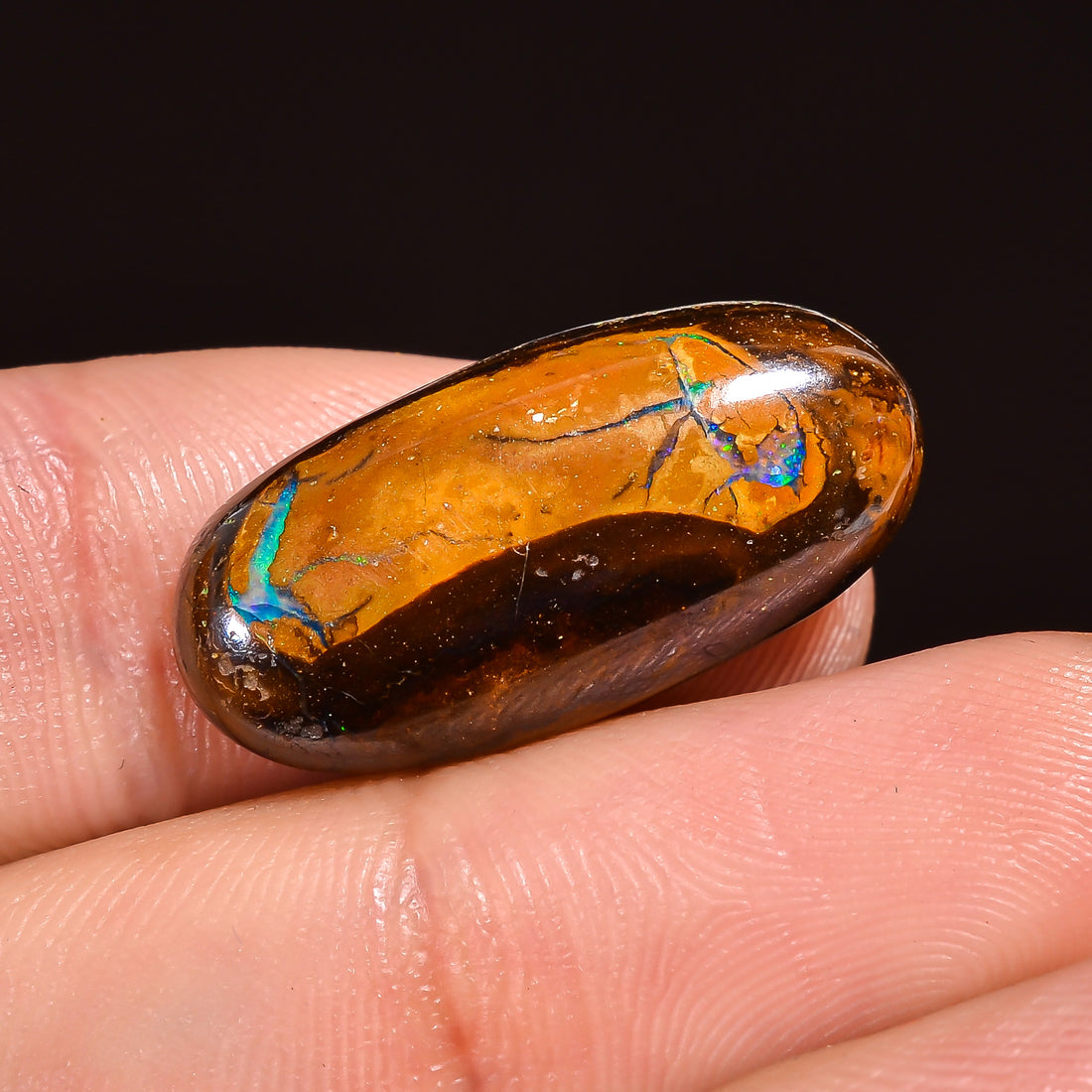 Natural Boulder Opal Oval Shape Cabochon Loose Gemstone 22X10X4 mm 13.5 Ct.OP-203